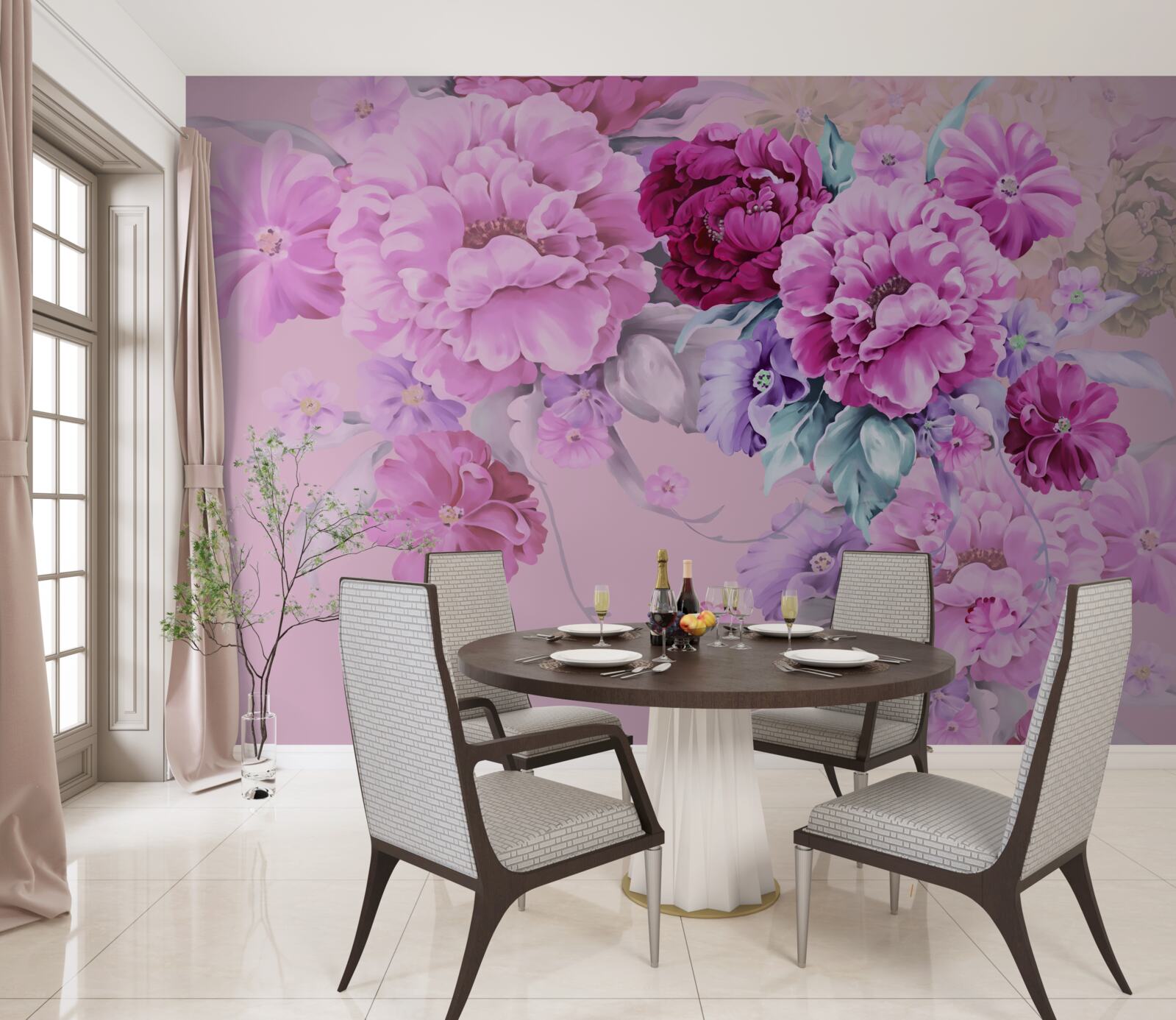 Papier peint Bouquet d'automne dans les tons lilas