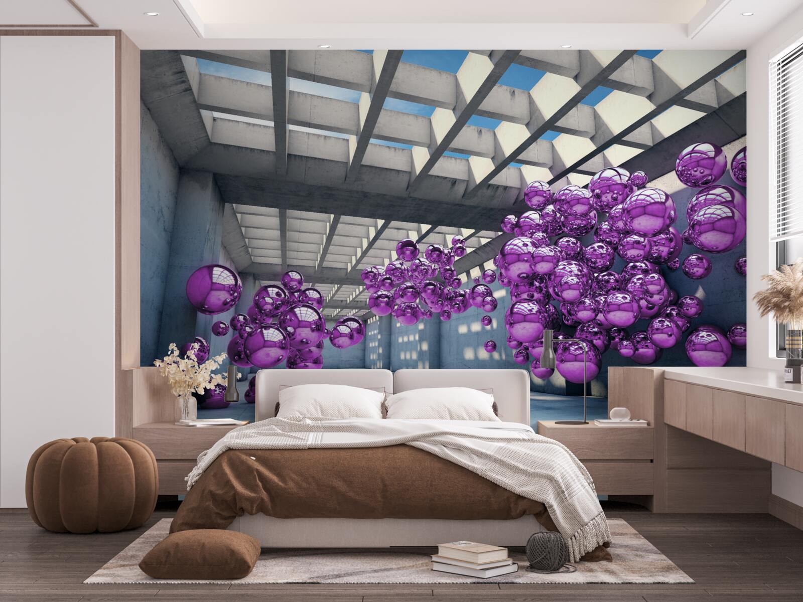 Papier peint des boules de lilas flottent dans la pièce