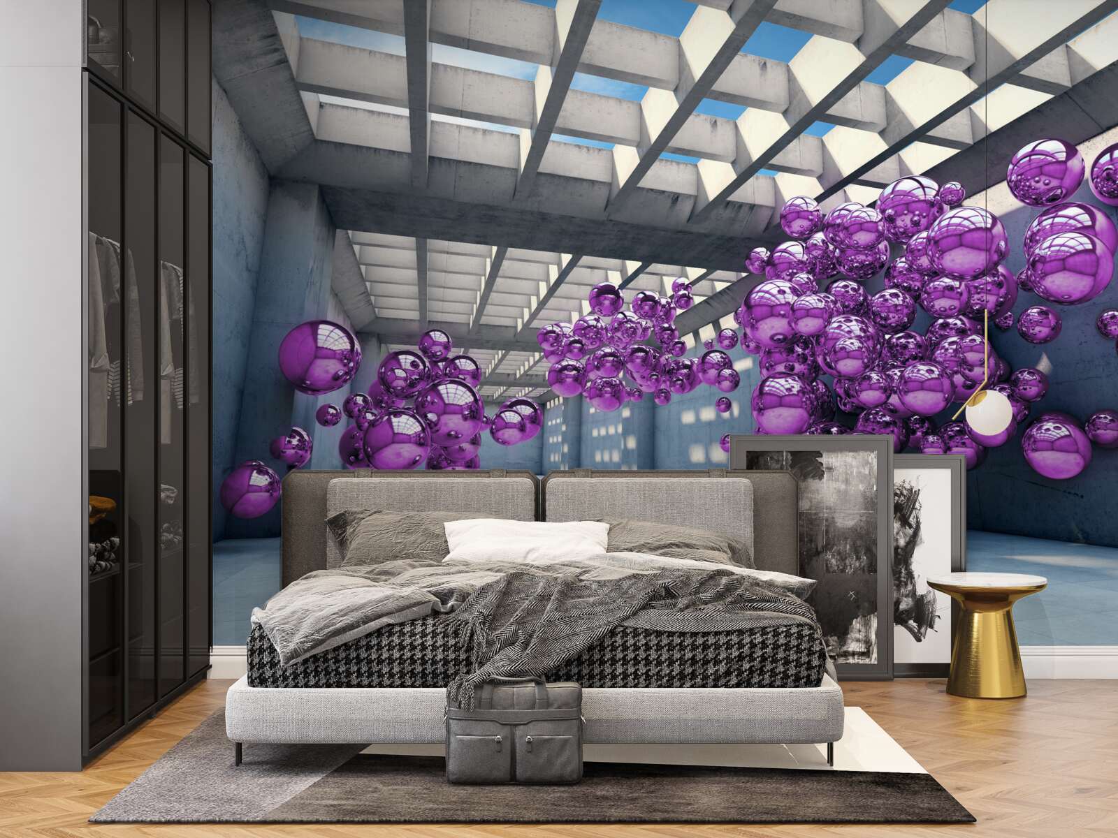 Papier peint des boules de lilas flottent dans la pièce