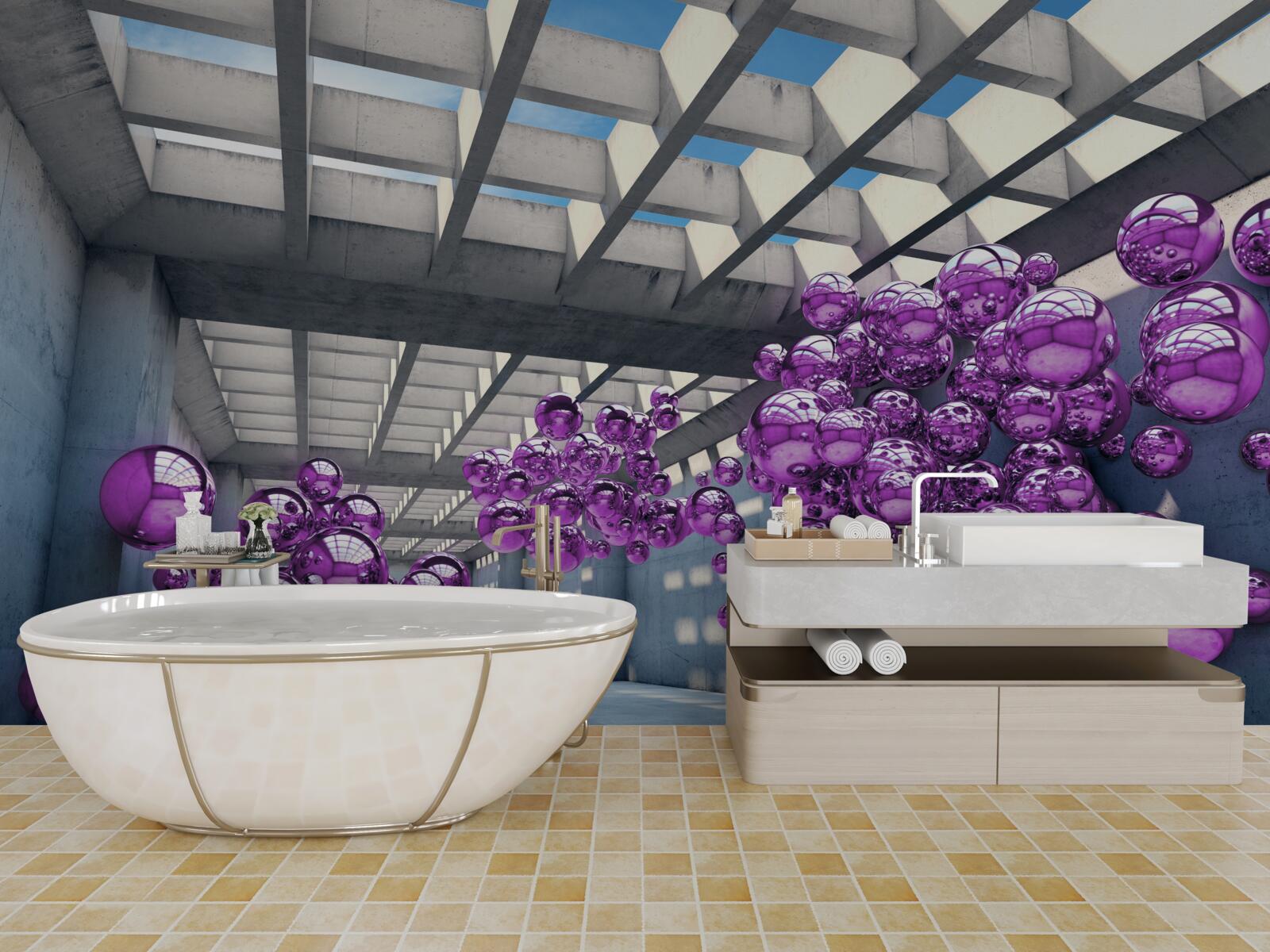 Papier peint des boules de lilas flottent dans la pièce