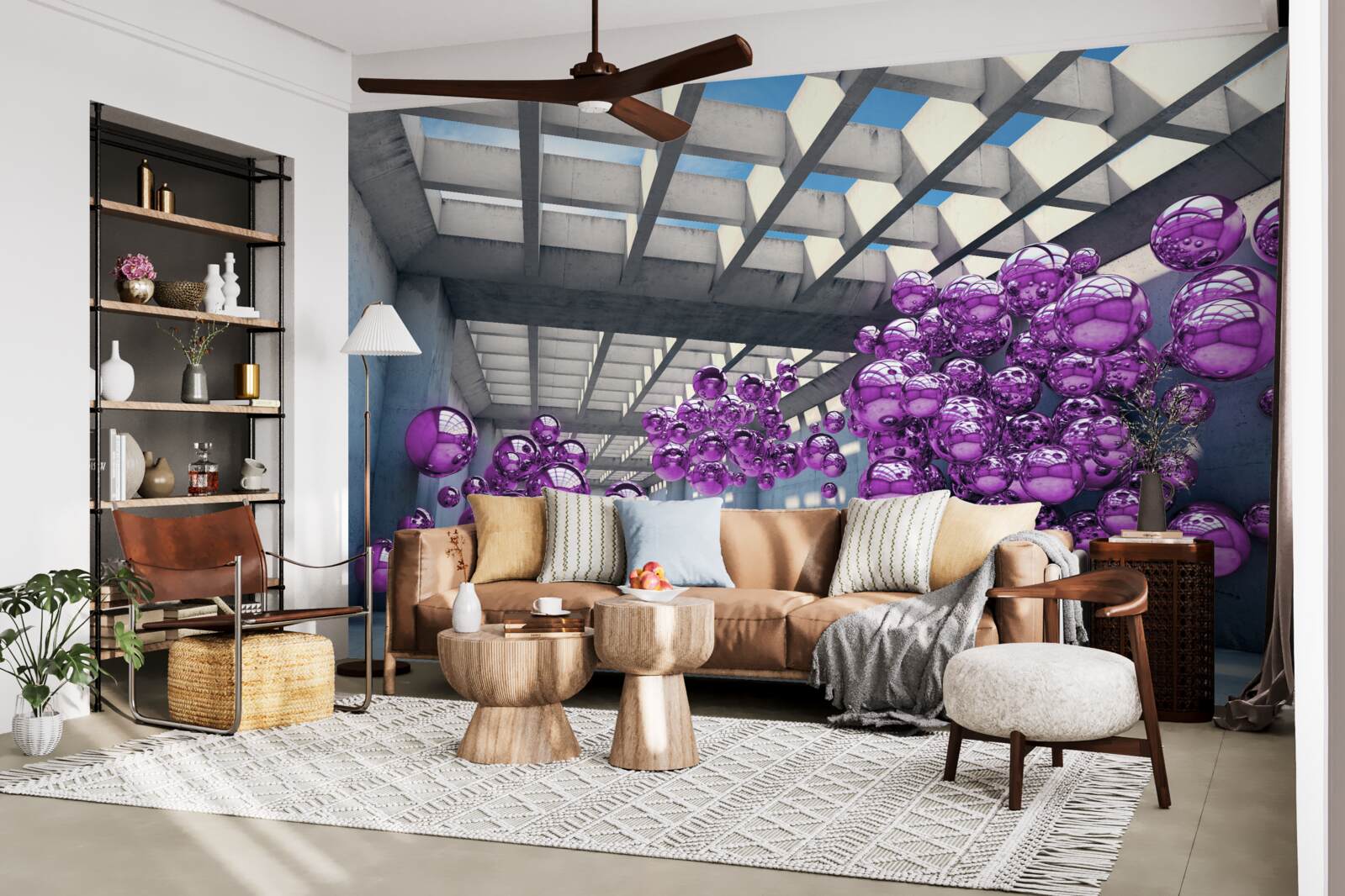 Papier peint des boules de lilas flottent dans la pièce