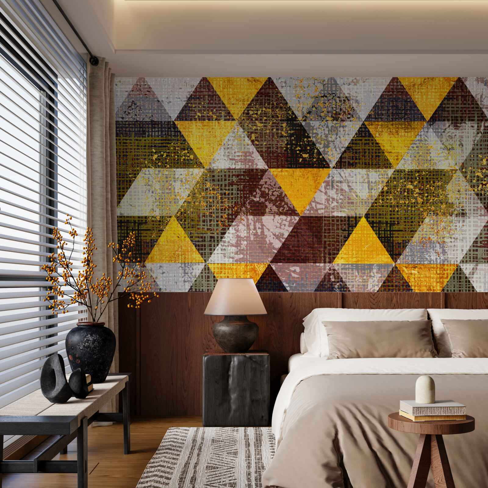 Papier peint structure en losange multicolore