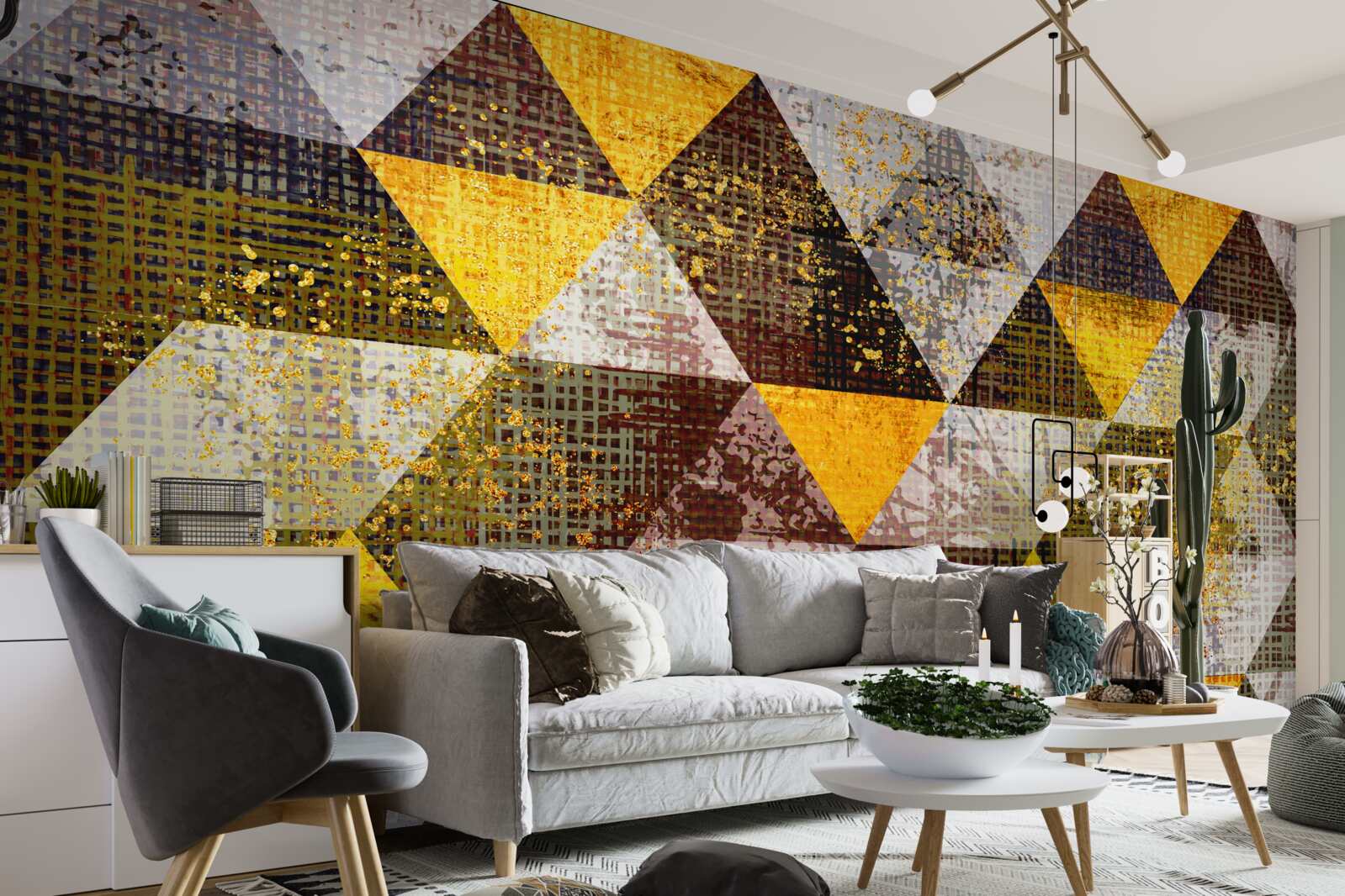 Papier peint structure en losange multicolore