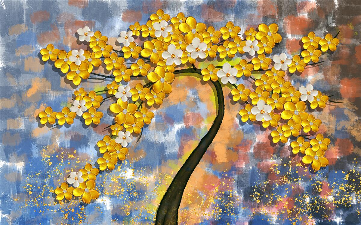 Papier peint les nuances de jaune de l'automne sur les branches des arbres