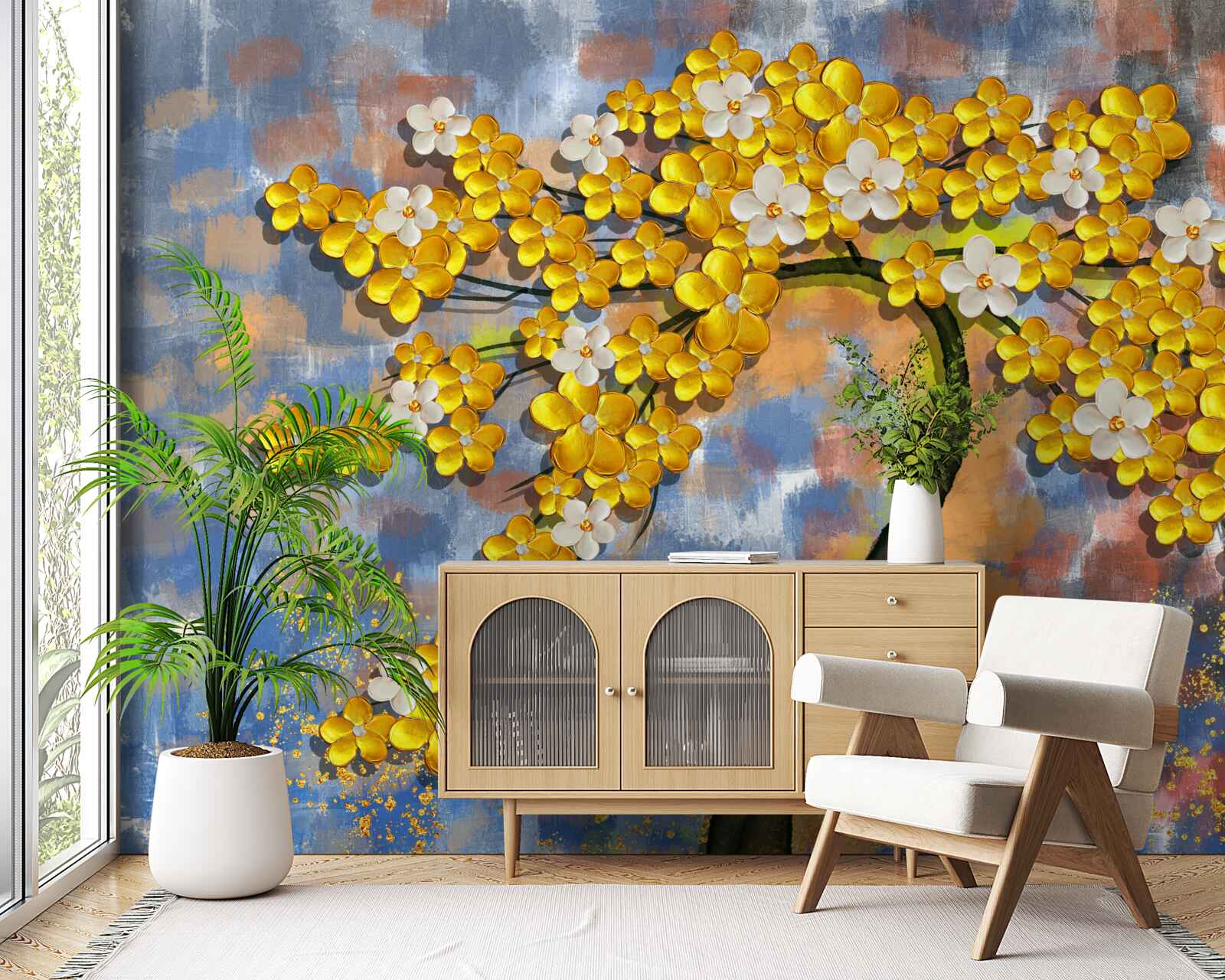 Papier peint les nuances de jaune de l'automne sur les branches des arbres