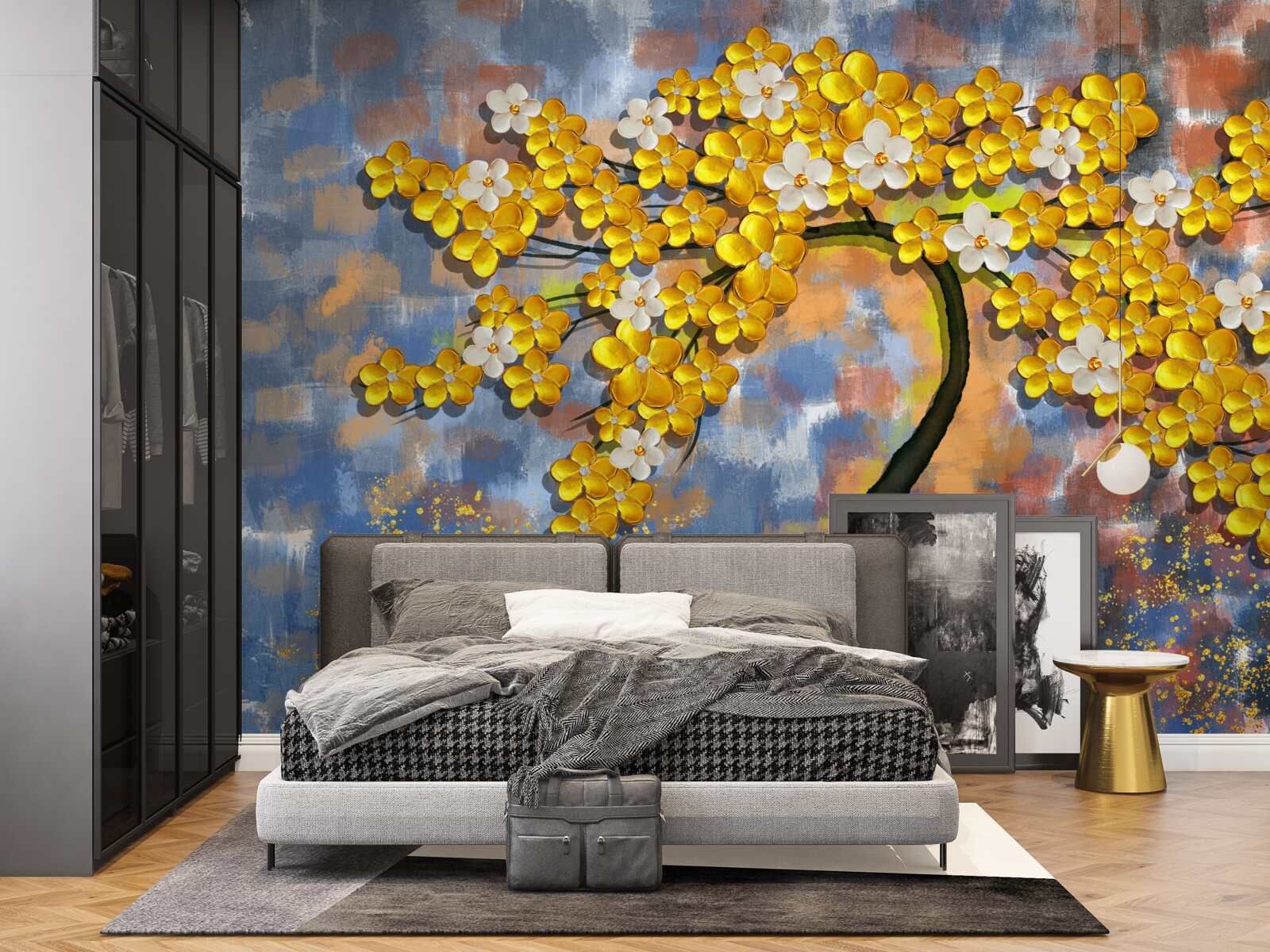 Papier peint les nuances de jaune de l'automne sur les branches des arbres