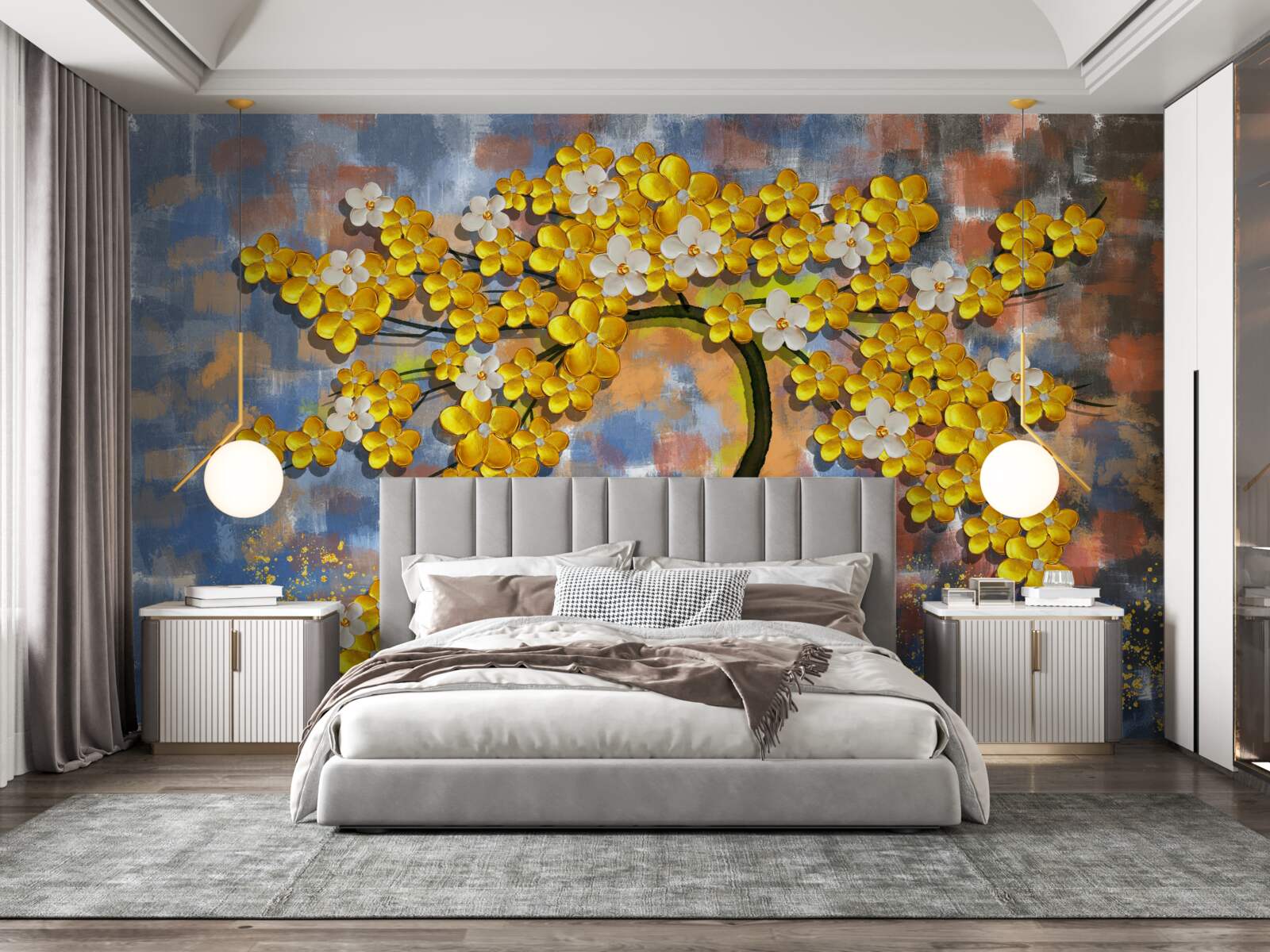 Papier peint les nuances de jaune de l'automne sur les branches des arbres