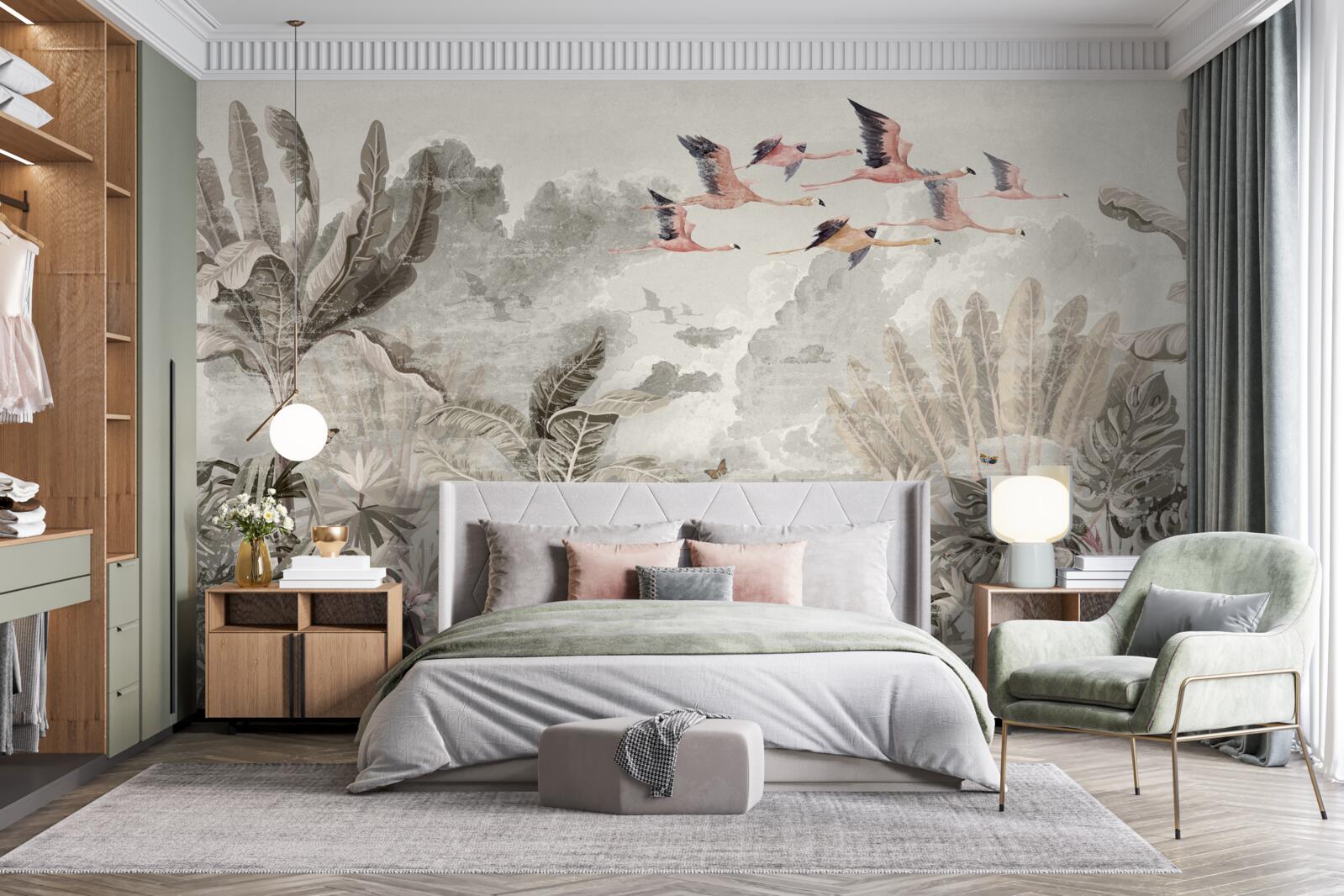 Papier peint les oiseaux s'envolent à la recherche d'un nouvel habitat