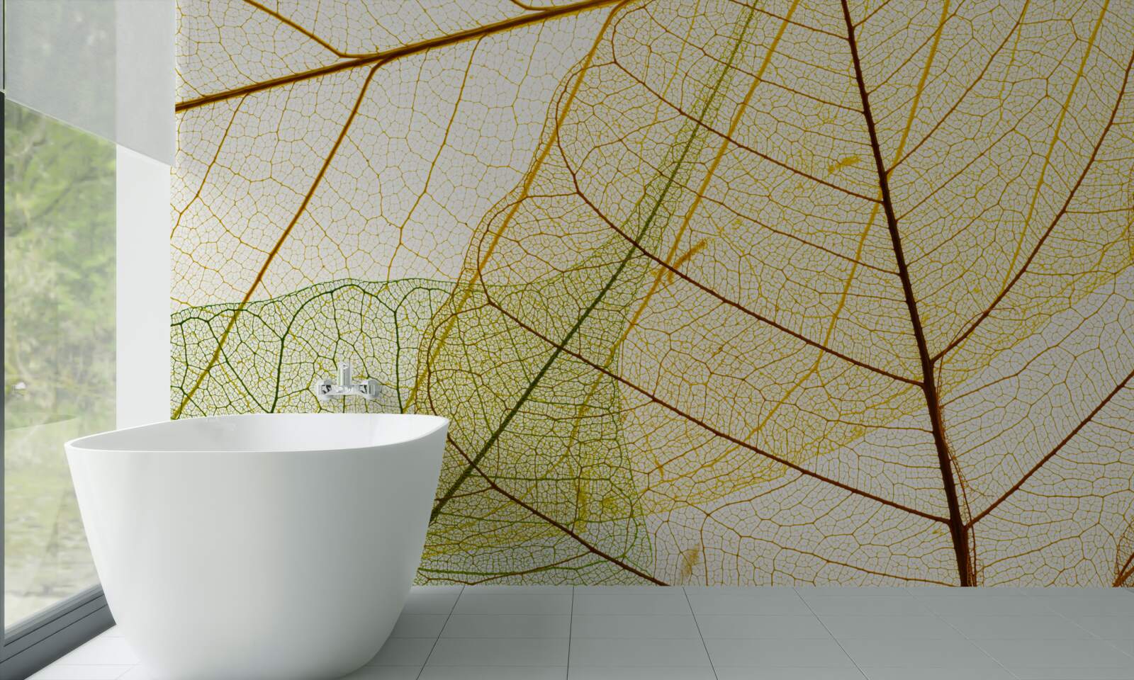 Papier peint feuilles d'automne, transparentes et jaunes