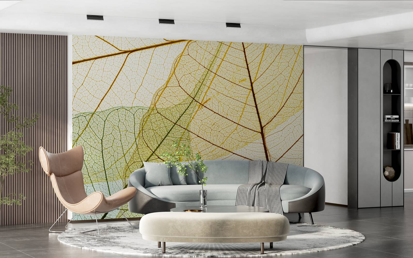 Papier peint feuilles d'automne, transparentes et jaunes