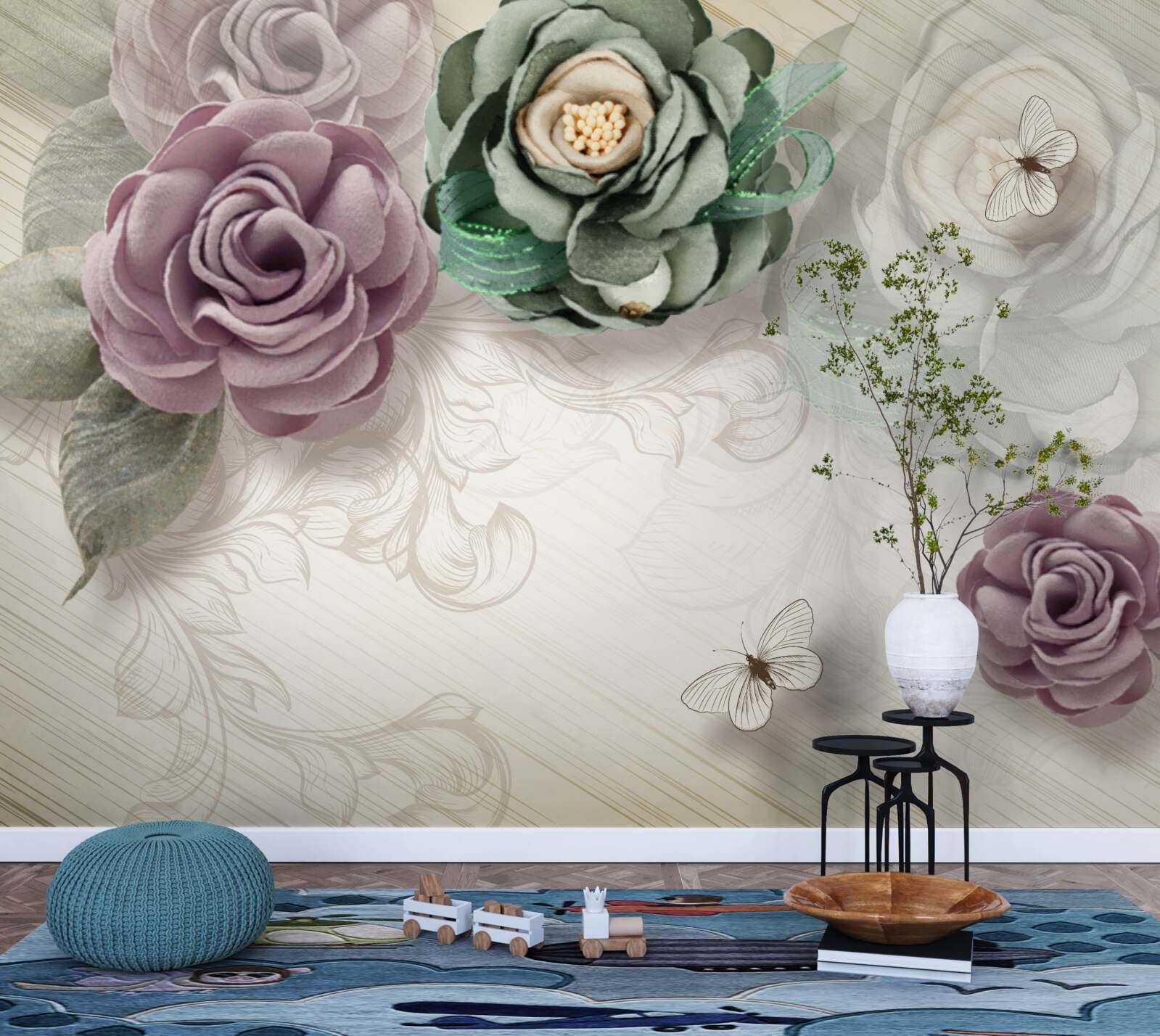 Papier peint peintures de roses uniques et pittoresques