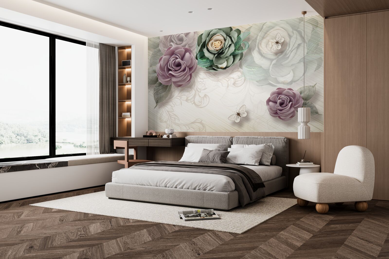 Papier peint peintures de roses uniques et pittoresques