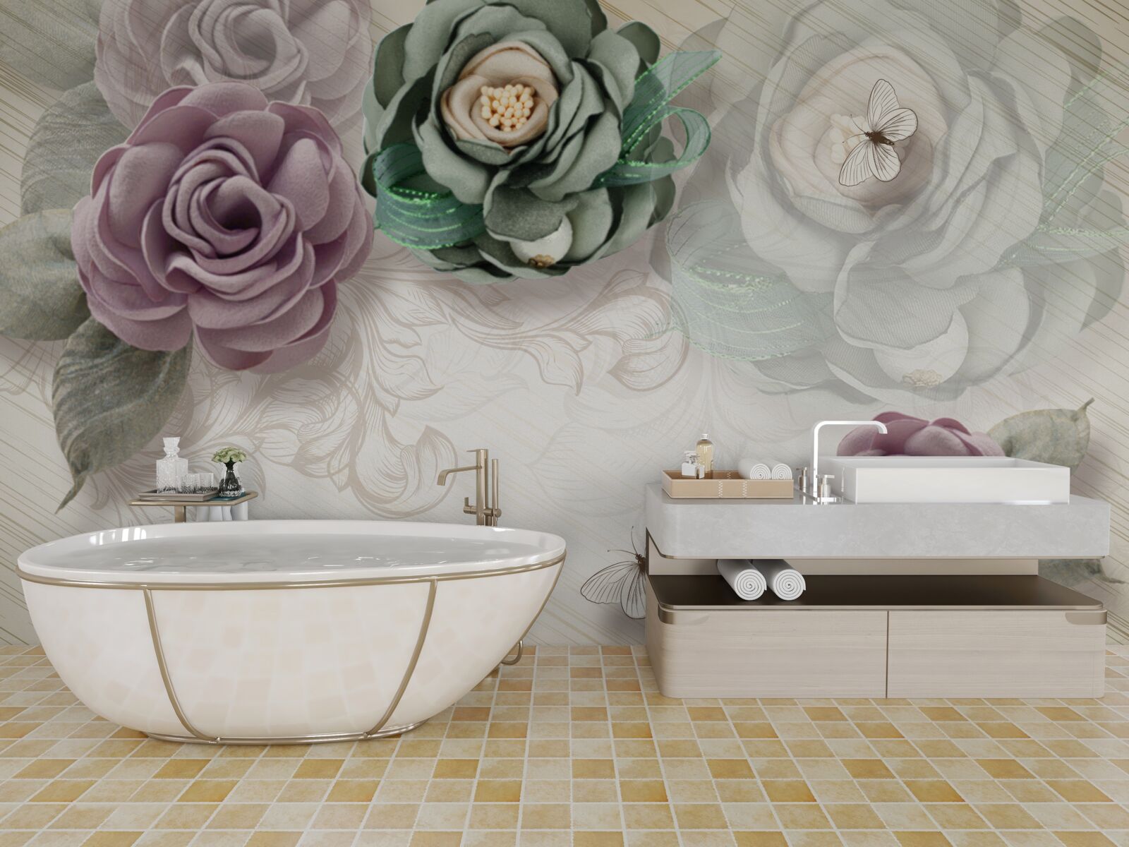 Papier peint peintures de roses uniques et pittoresques