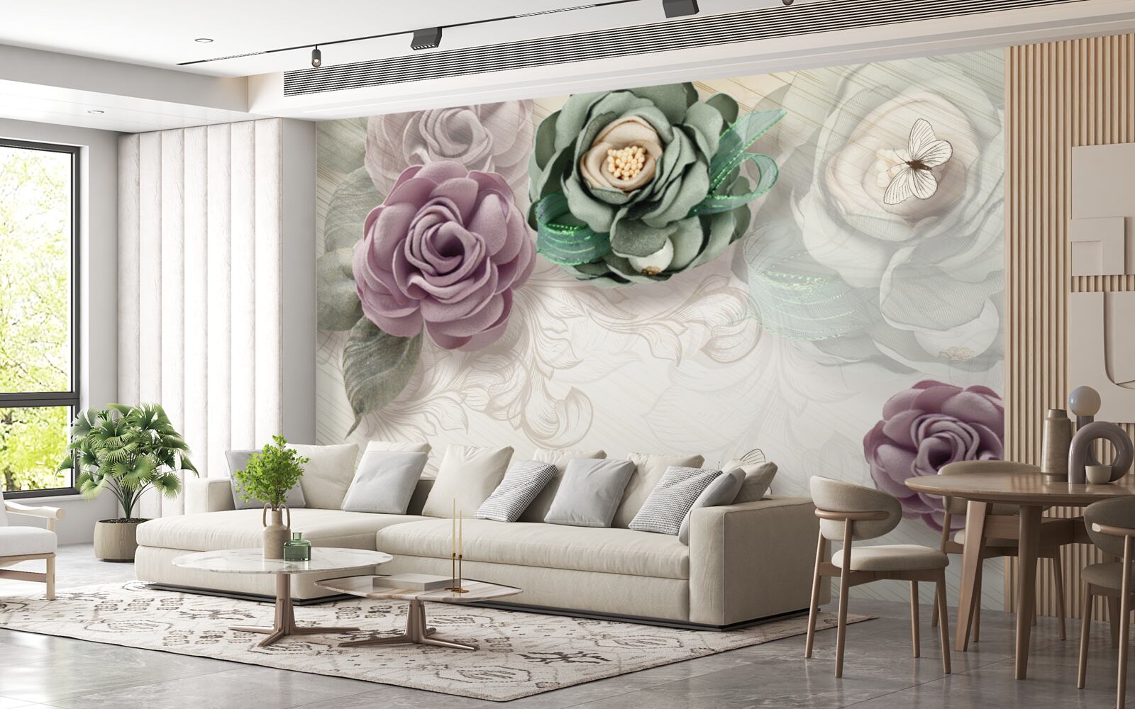 Papier peint peintures de roses uniques et pittoresques