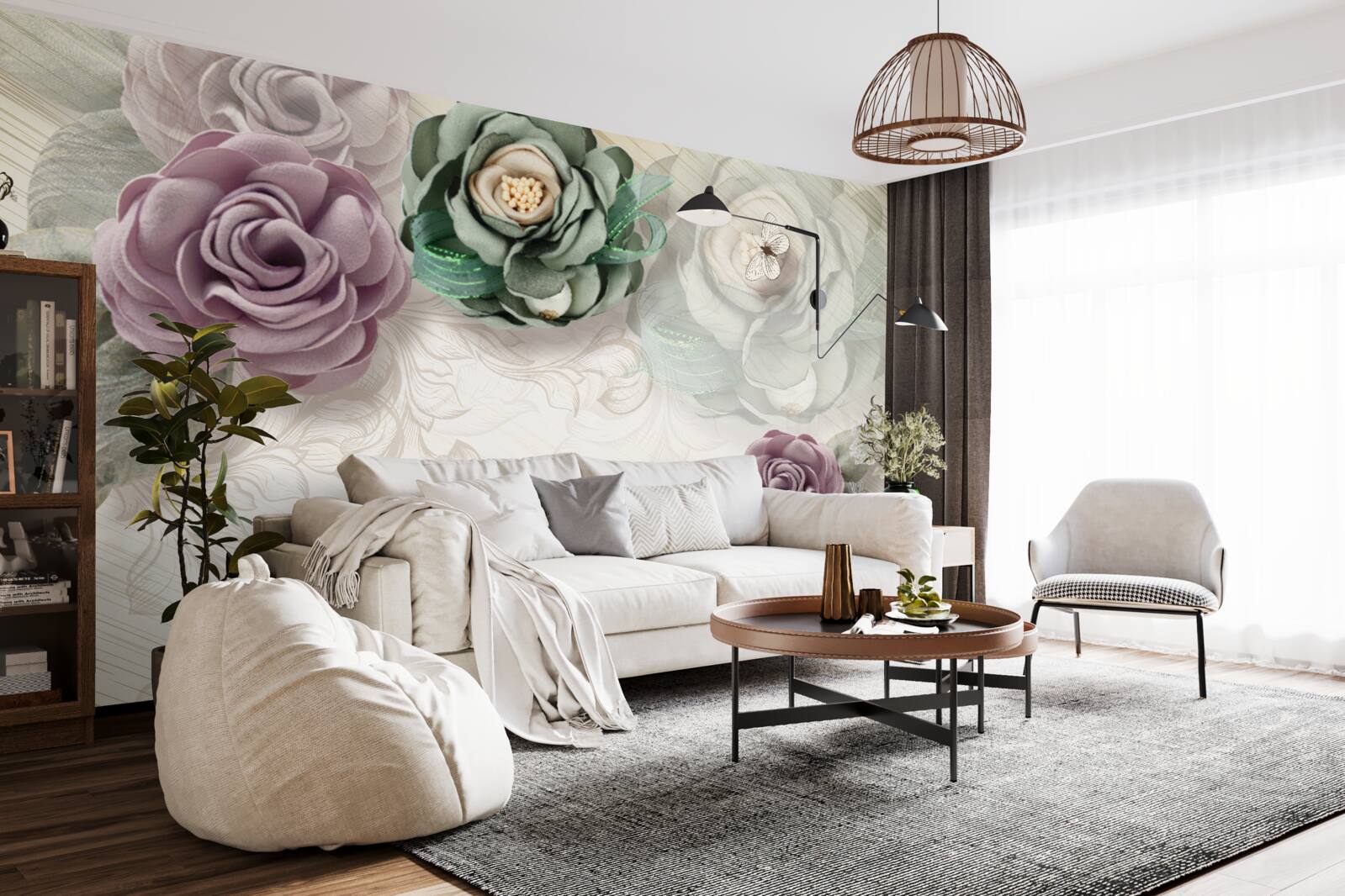 Papier peint peintures de roses uniques et pittoresques