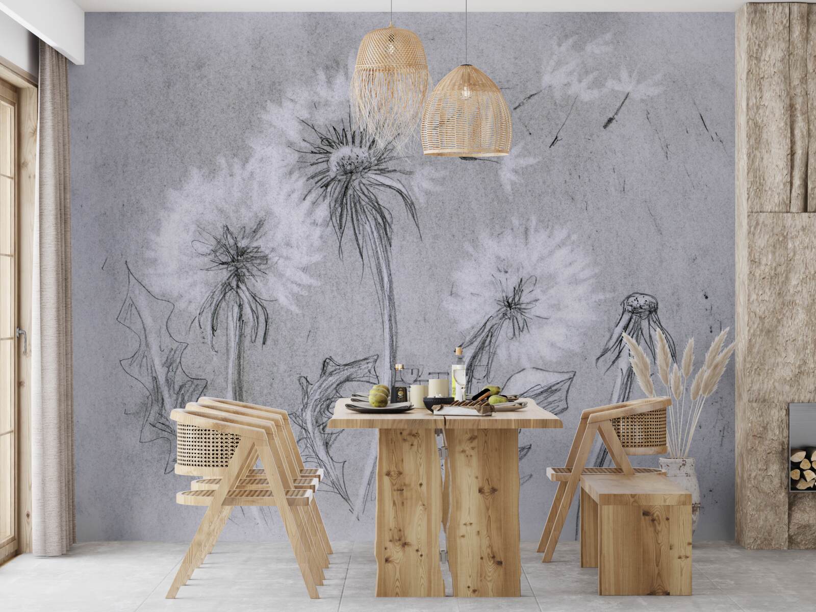 Papier peint le voyage du délicat pissenlit dans l'air