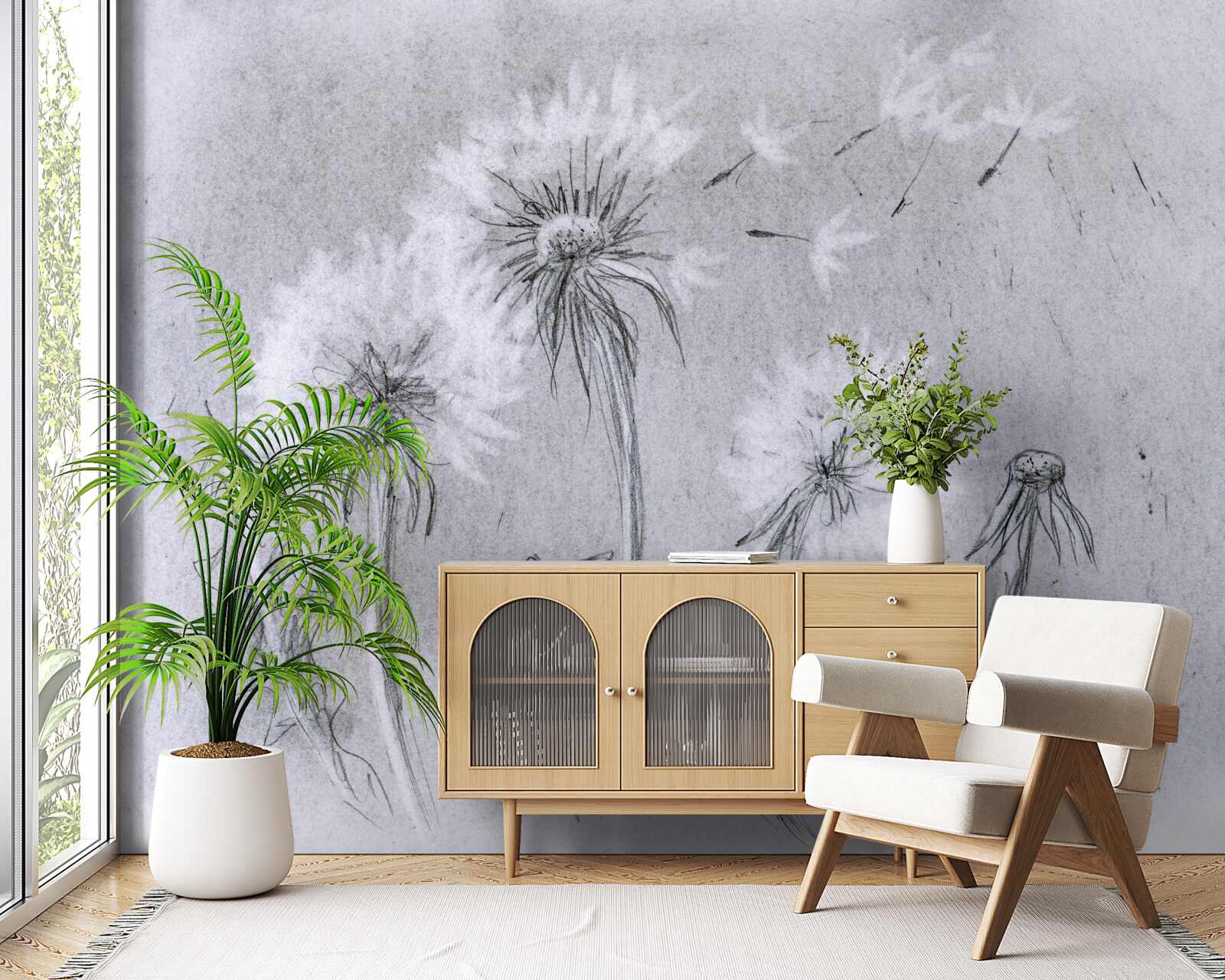 Papier peint le voyage du délicat pissenlit dans l'air