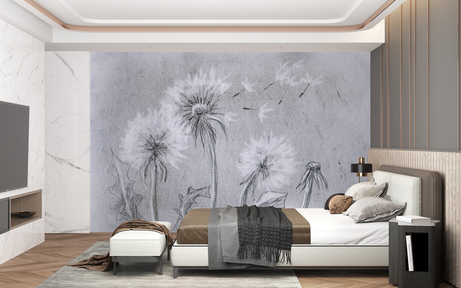 Papier peint le voyage du délicat pissenlit dans l'air