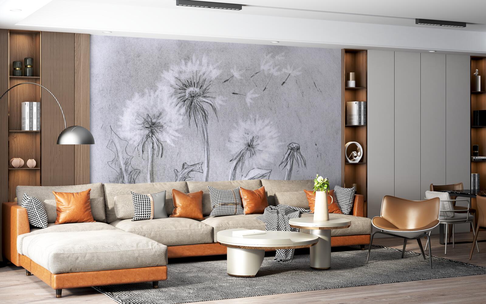 Papier peint le voyage du délicat pissenlit dans l'air