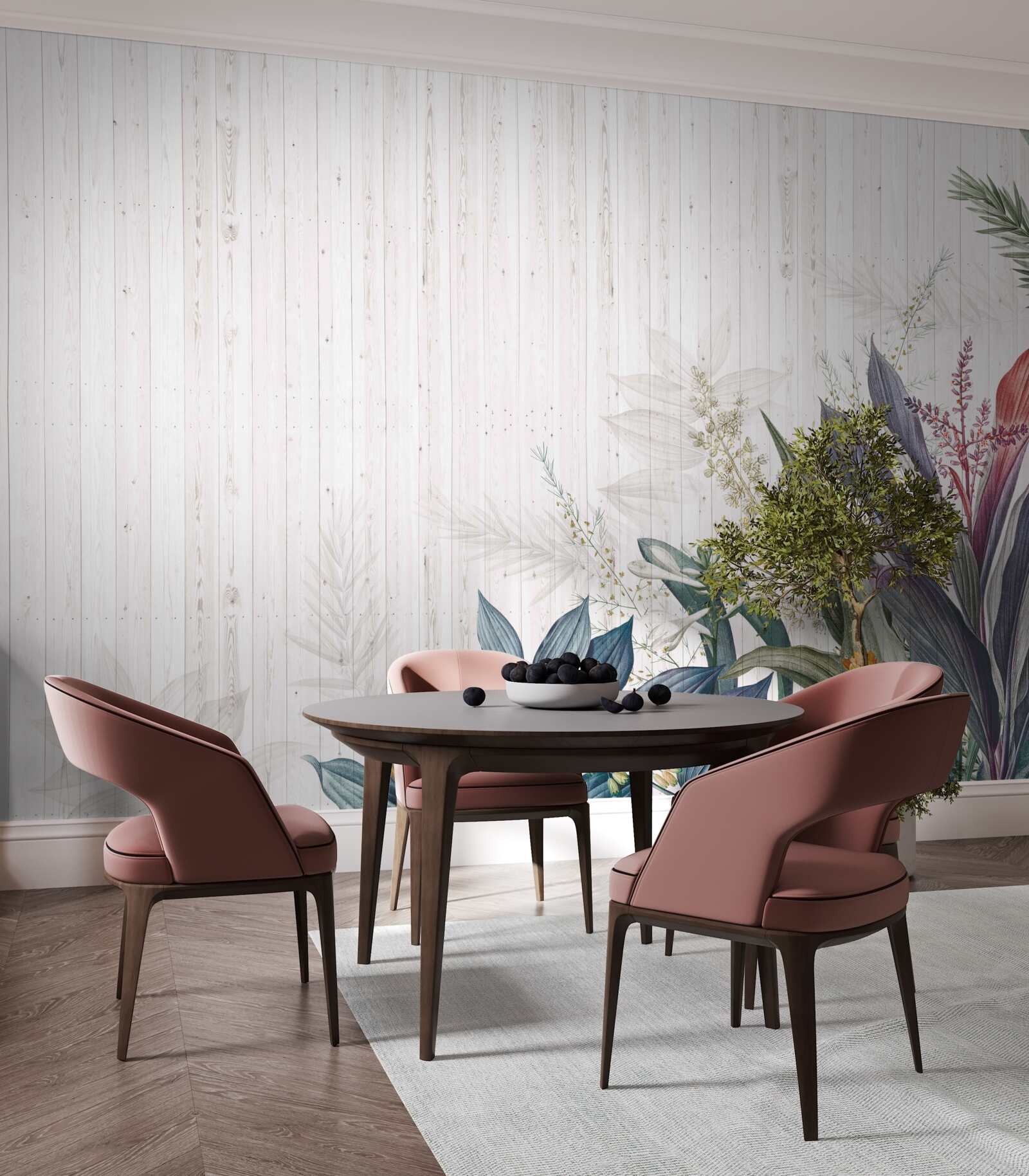 Papier peint feuilles d'origine exotique