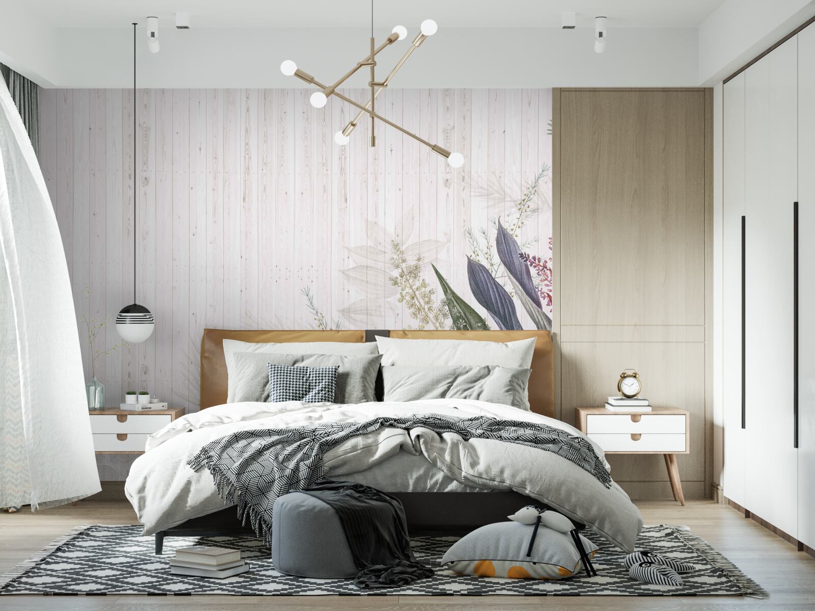 Papier peint feuilles d'origine exotique