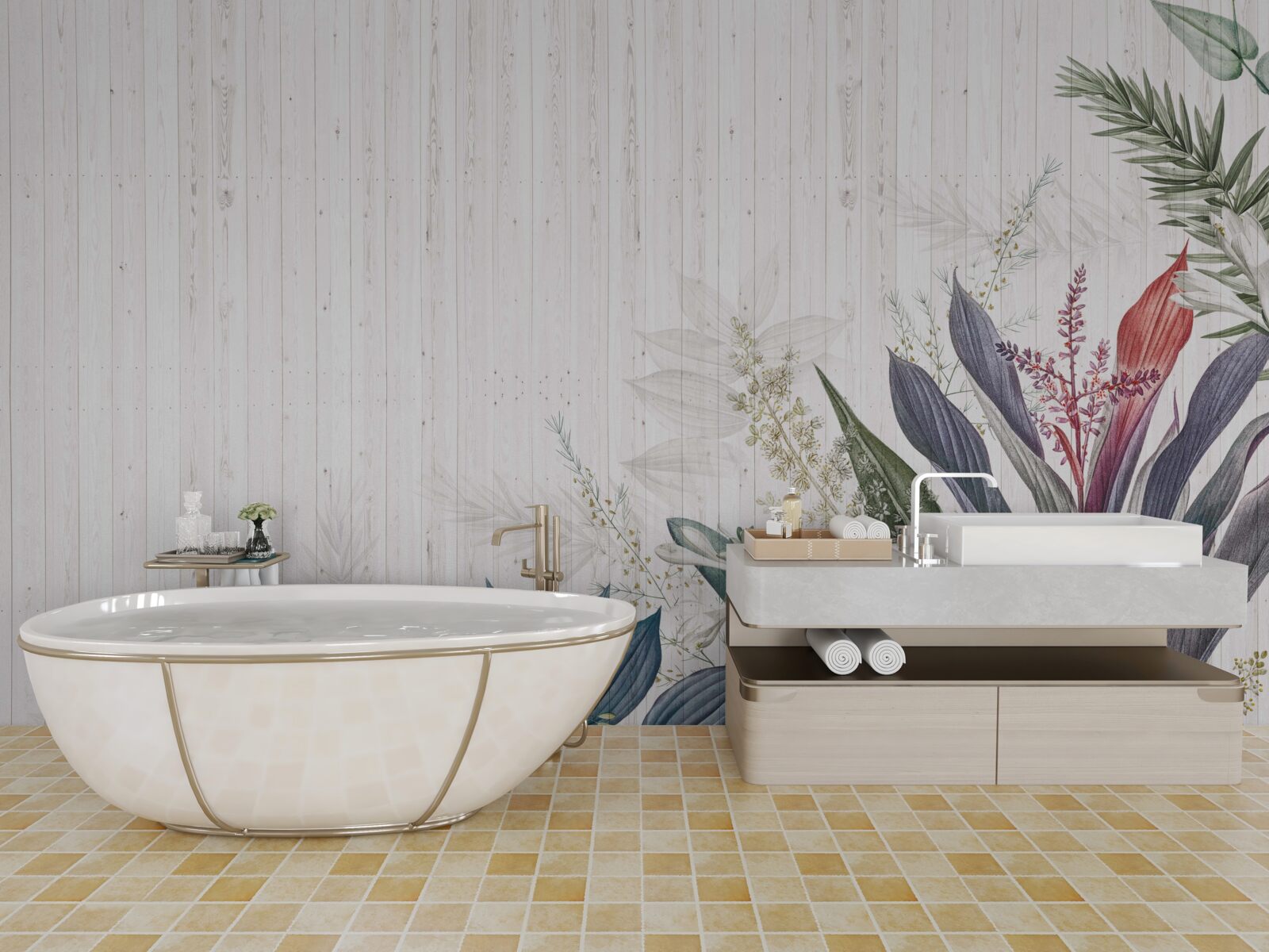 Papier peint feuilles d'origine exotique