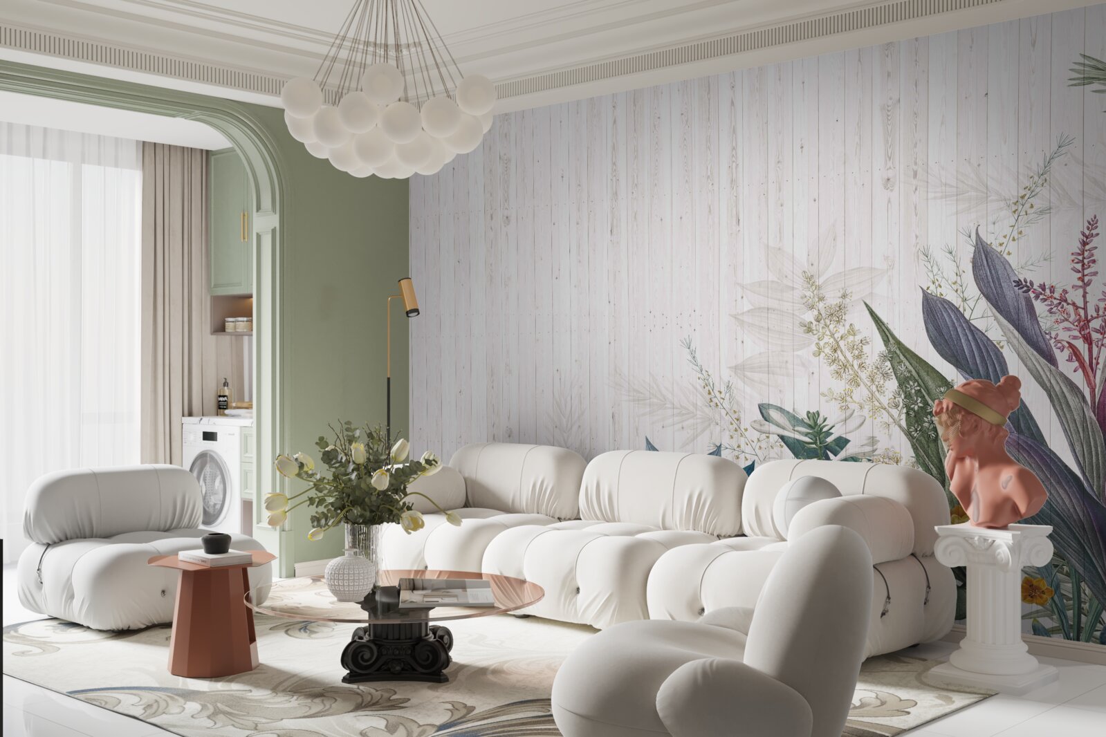 Papier peint feuilles d'origine exotique