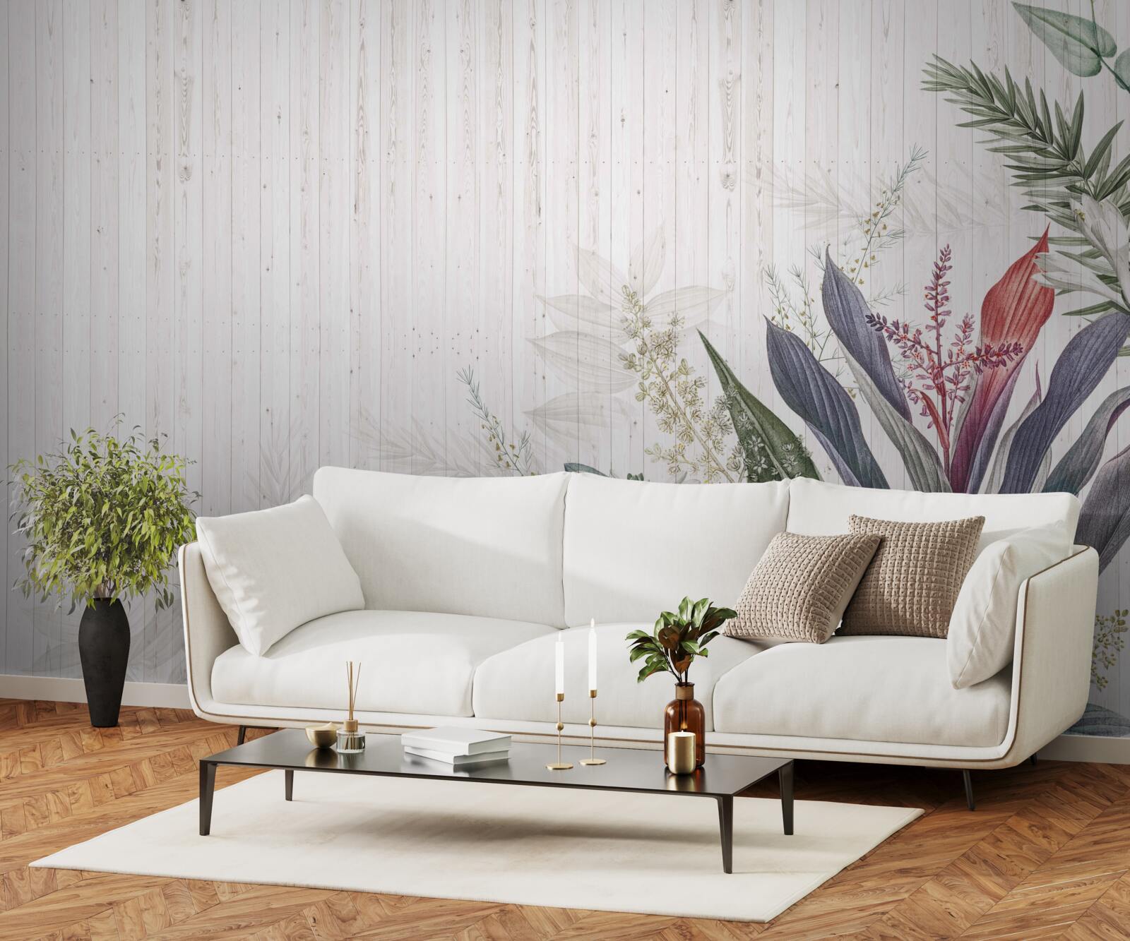 Papier peint feuilles d'origine exotique