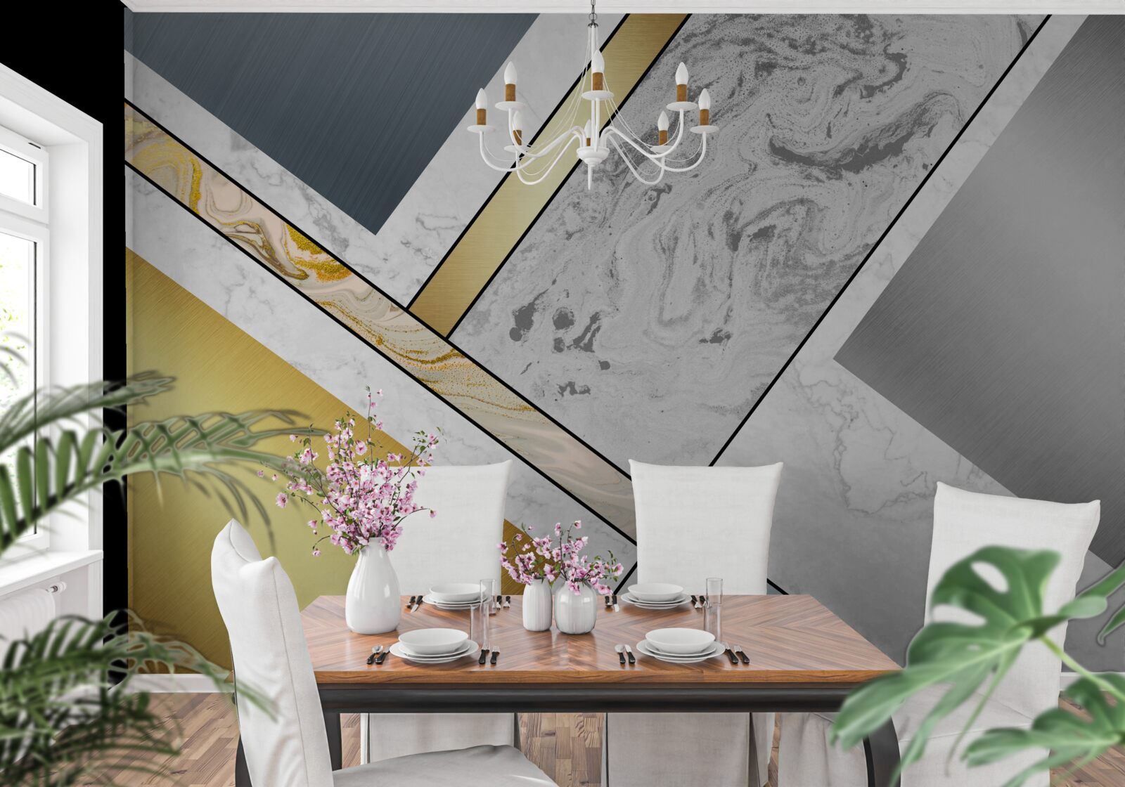 Papier peint combinaison de différents types de marbre