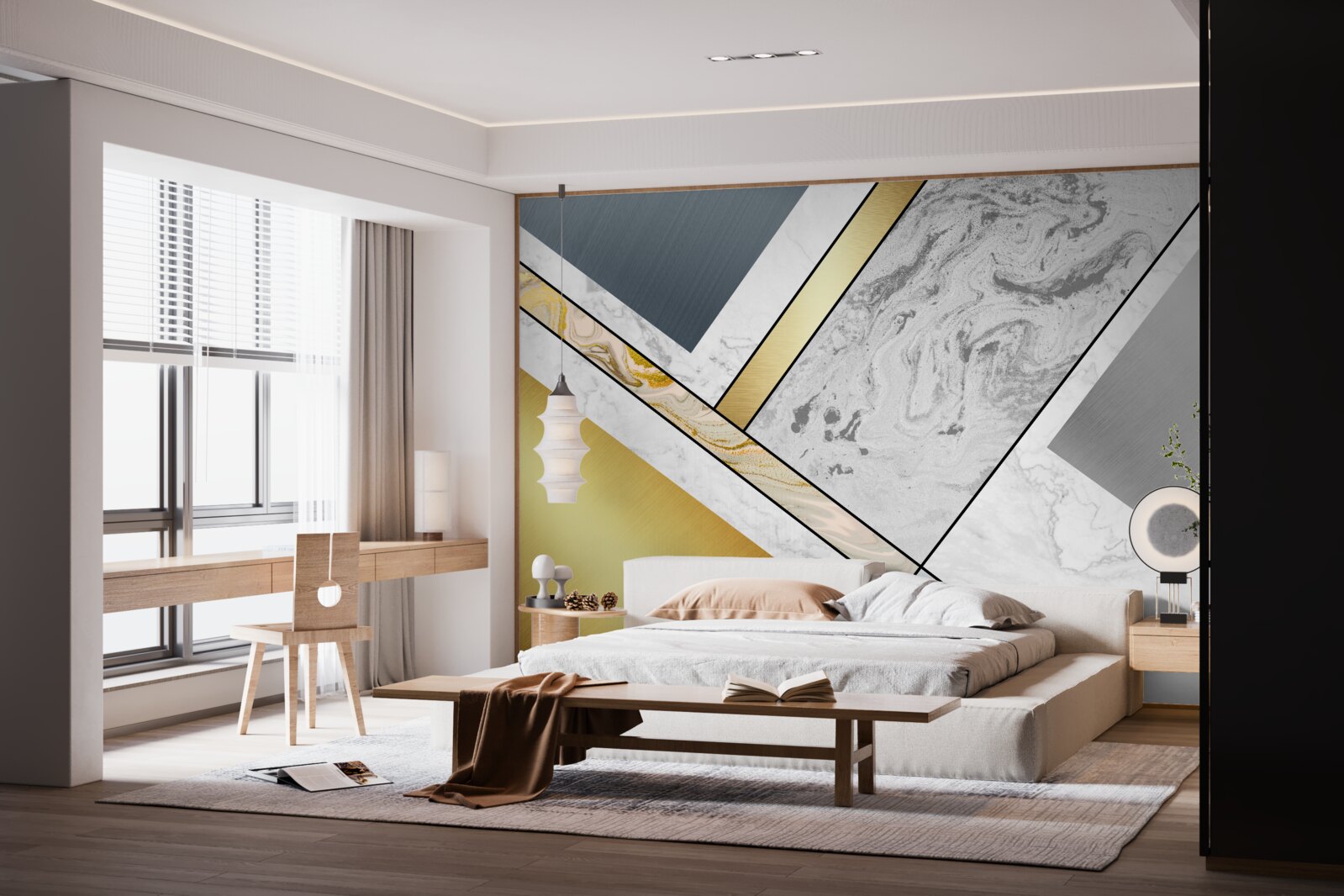 Papier peint combinaison de différents types de marbre