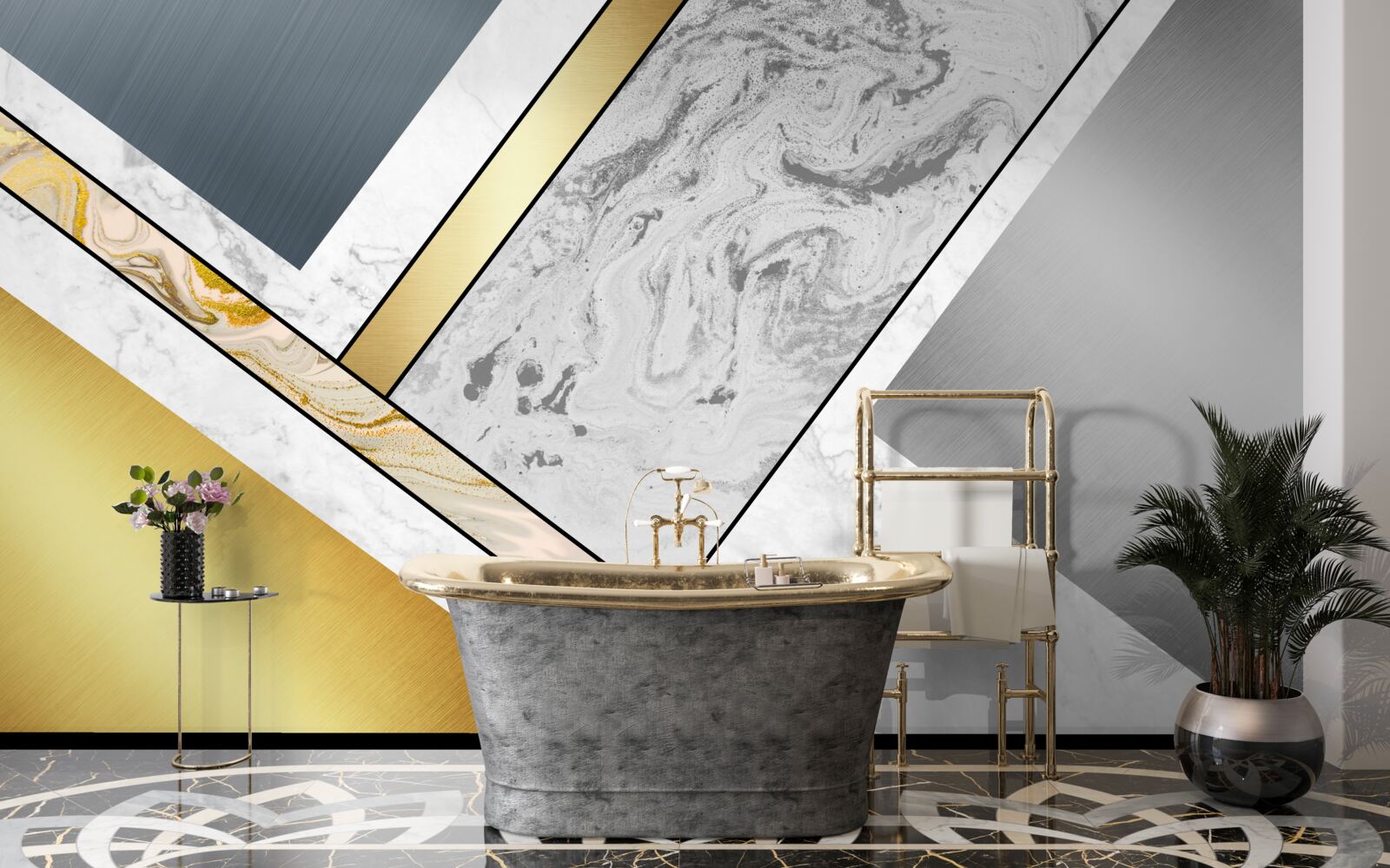 Papier peint combinaison de différents types de marbre