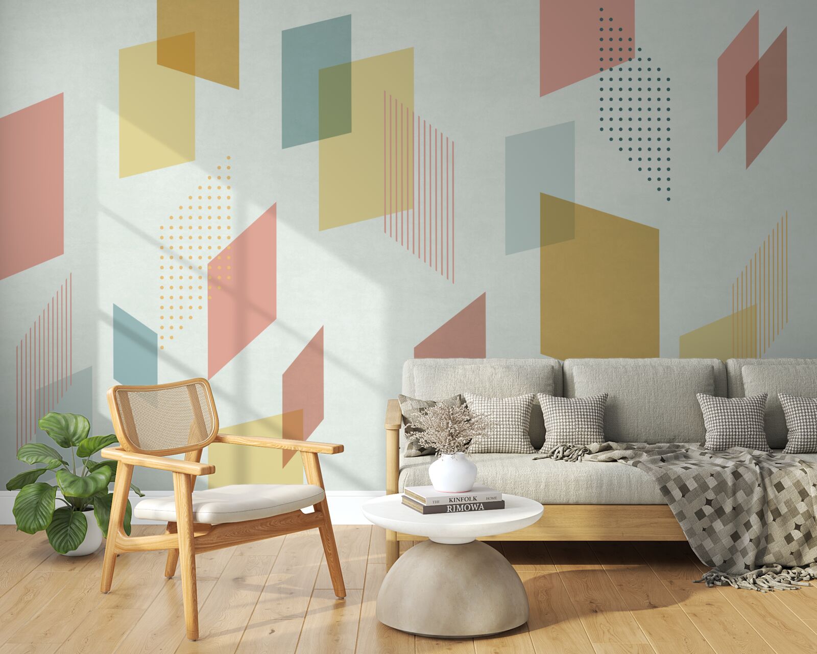 Papier peint des rectangles flottant dans l'air, peints de différentes couleurs