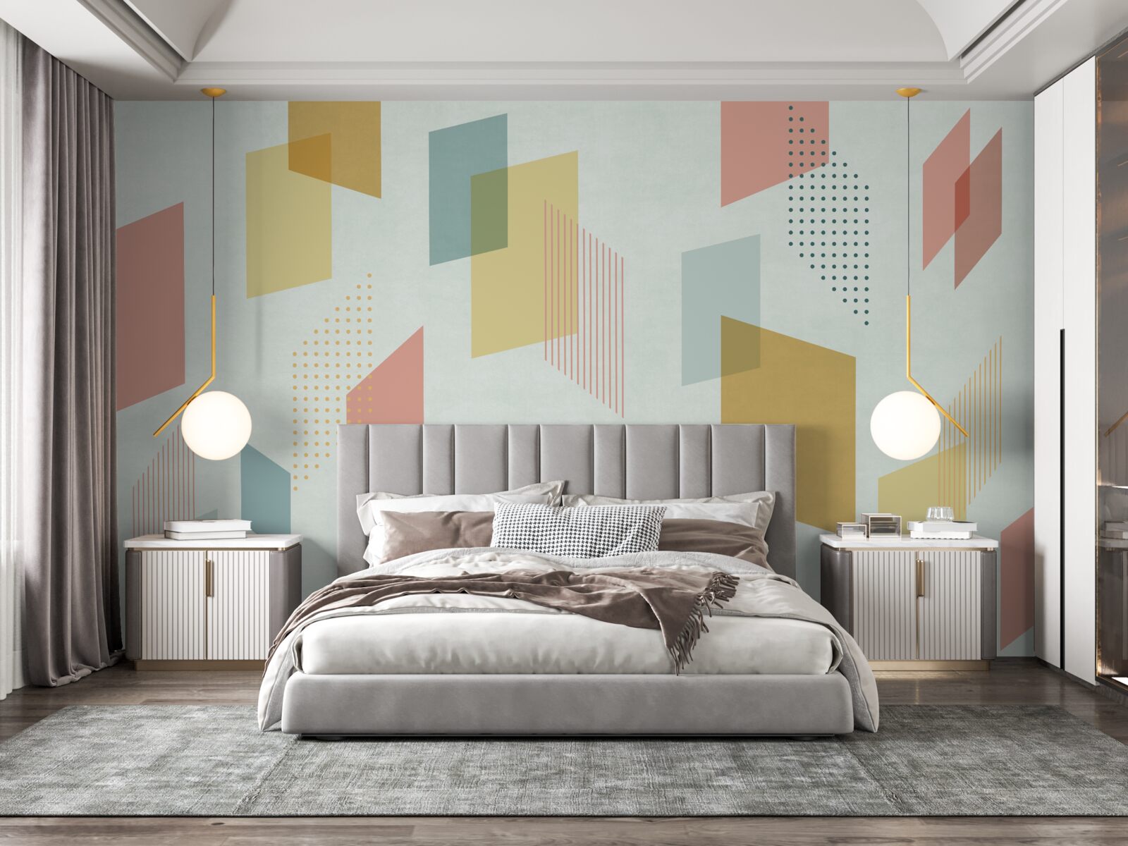 Papier peint des rectangles flottant dans l'air, peints de différentes couleurs