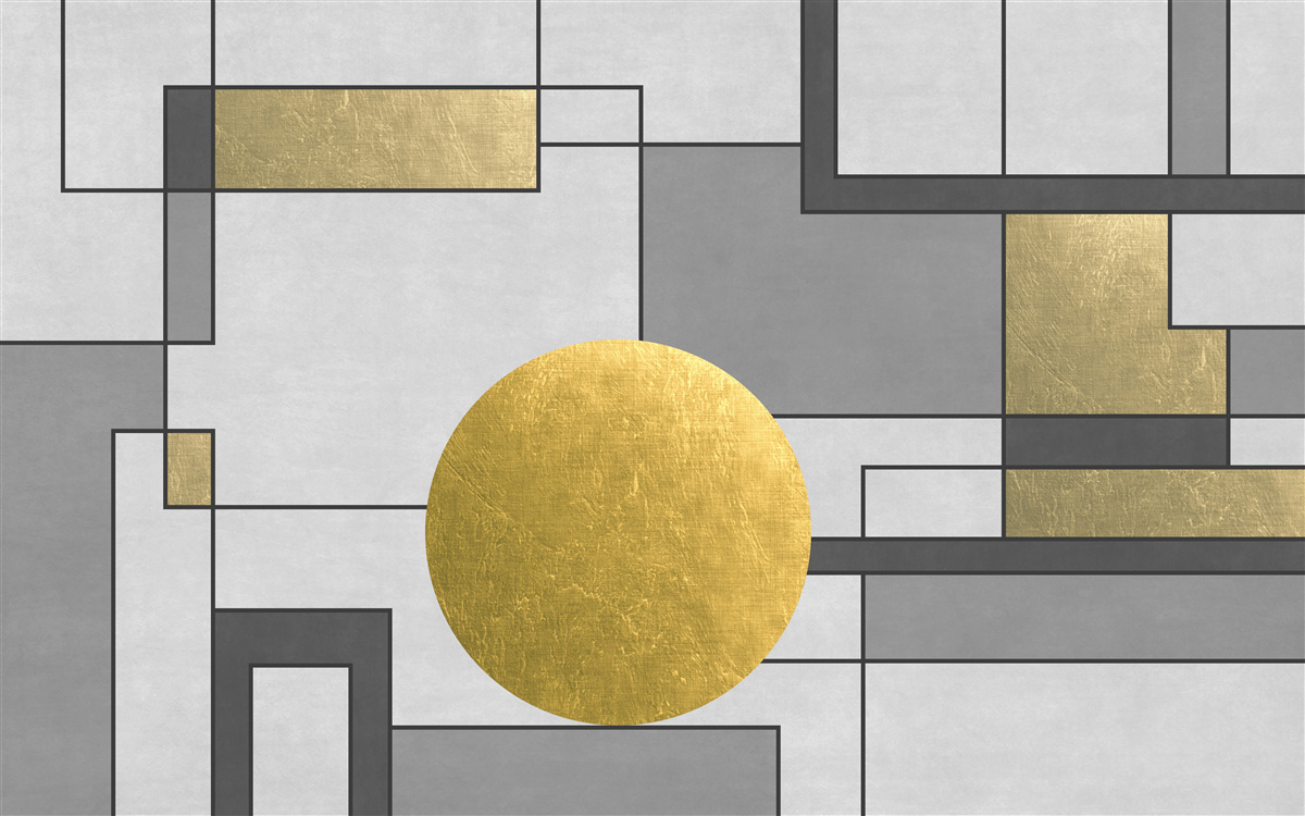 Papier peint globe d'or en place