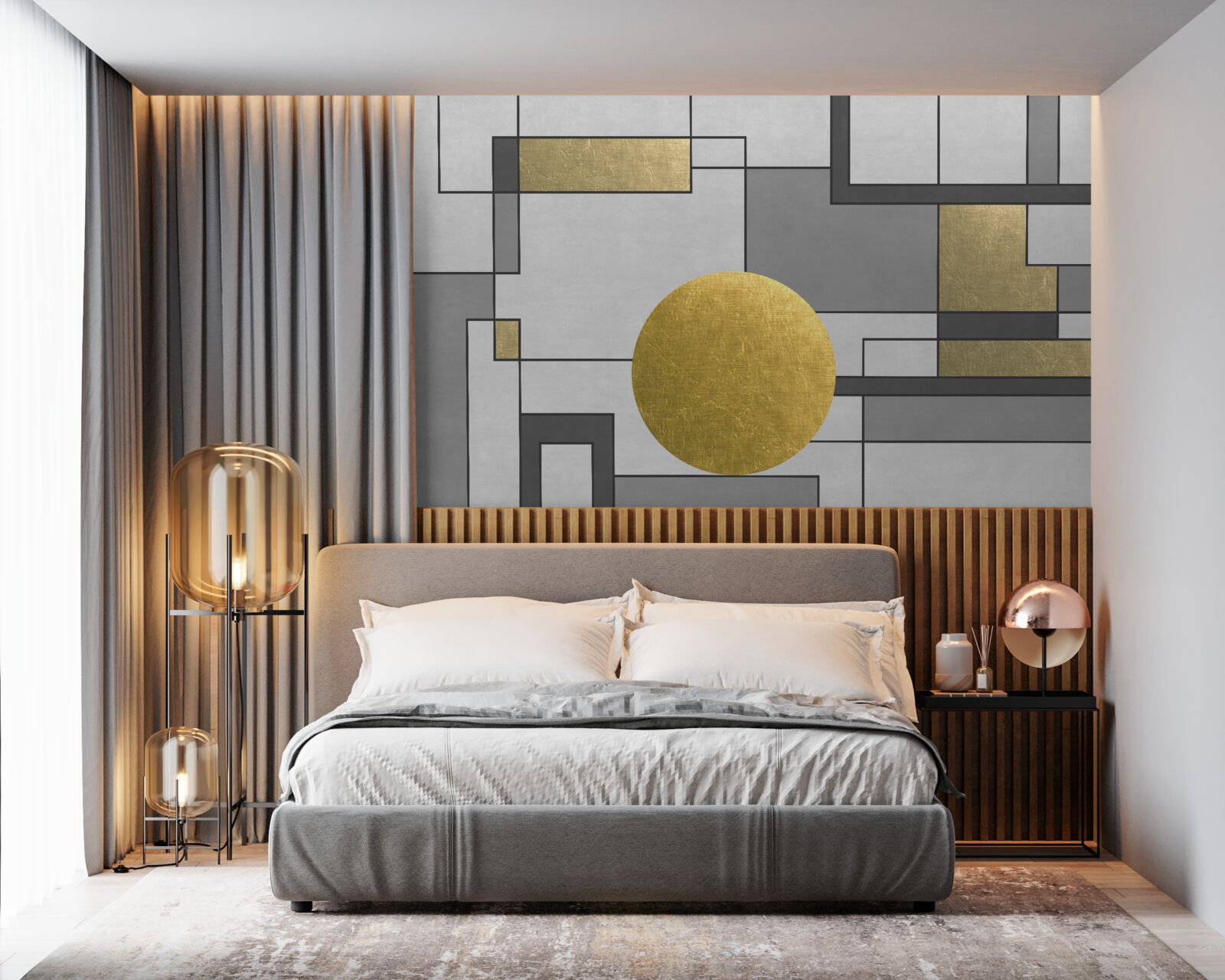 Papier peint globe d'or en place