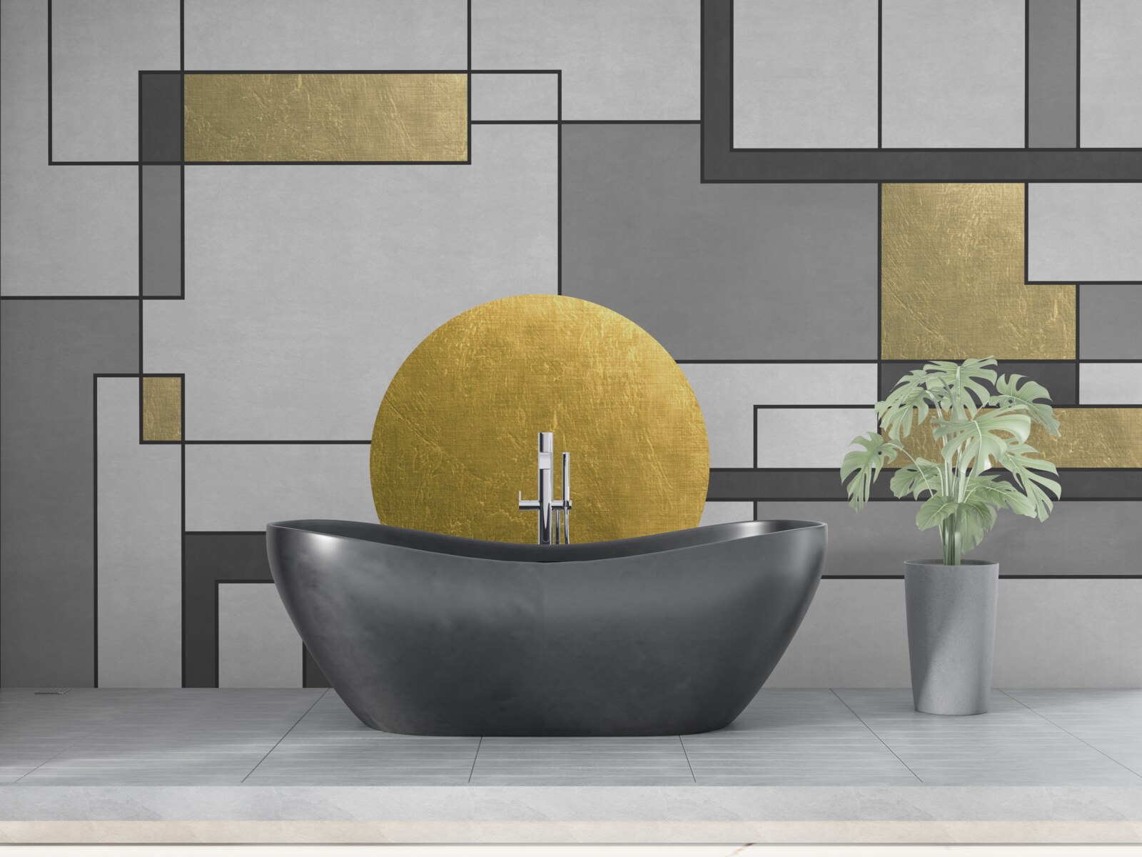 Papier peint globe d'or en place