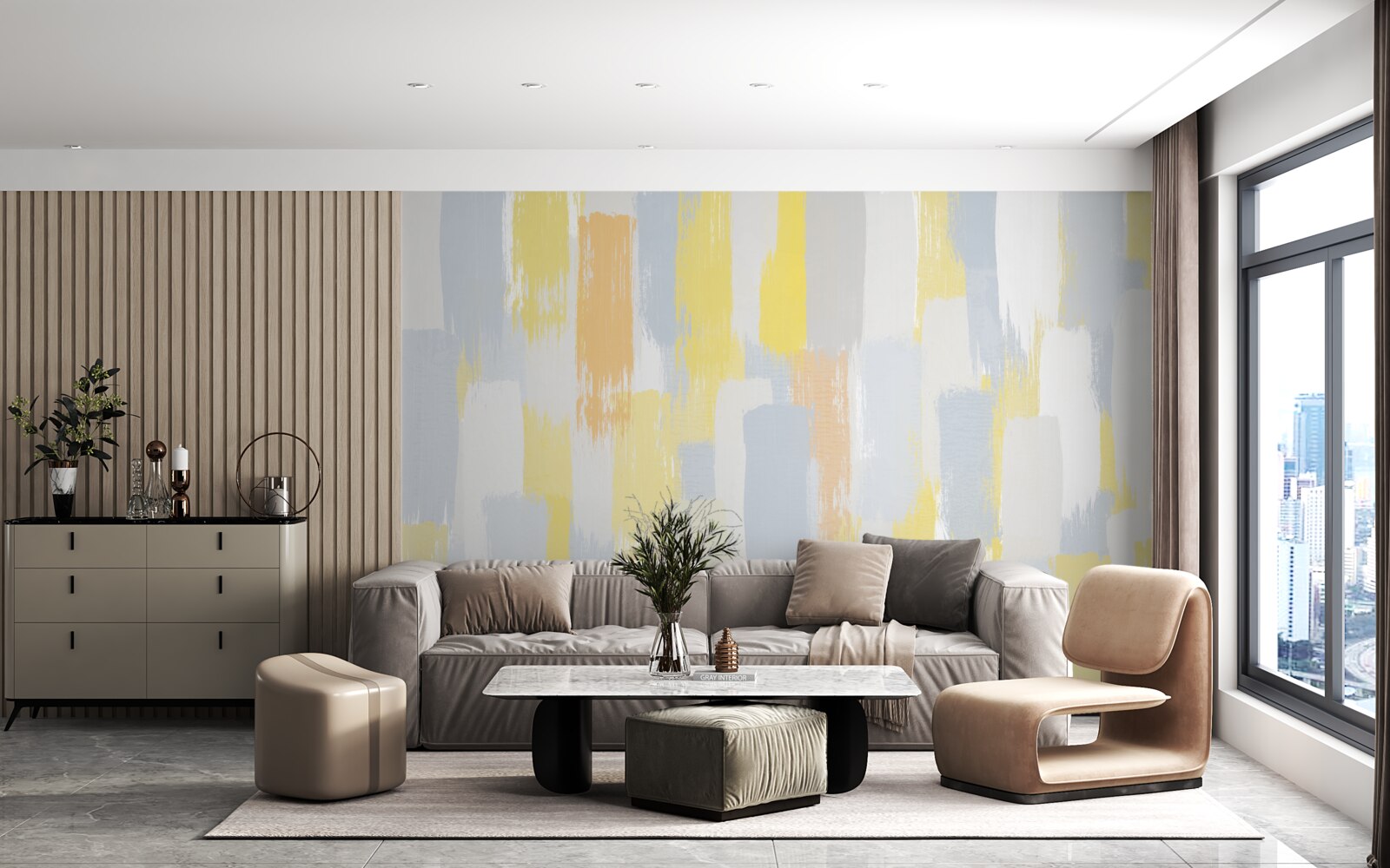 Papier peint lignes verticales dorées et brillantes