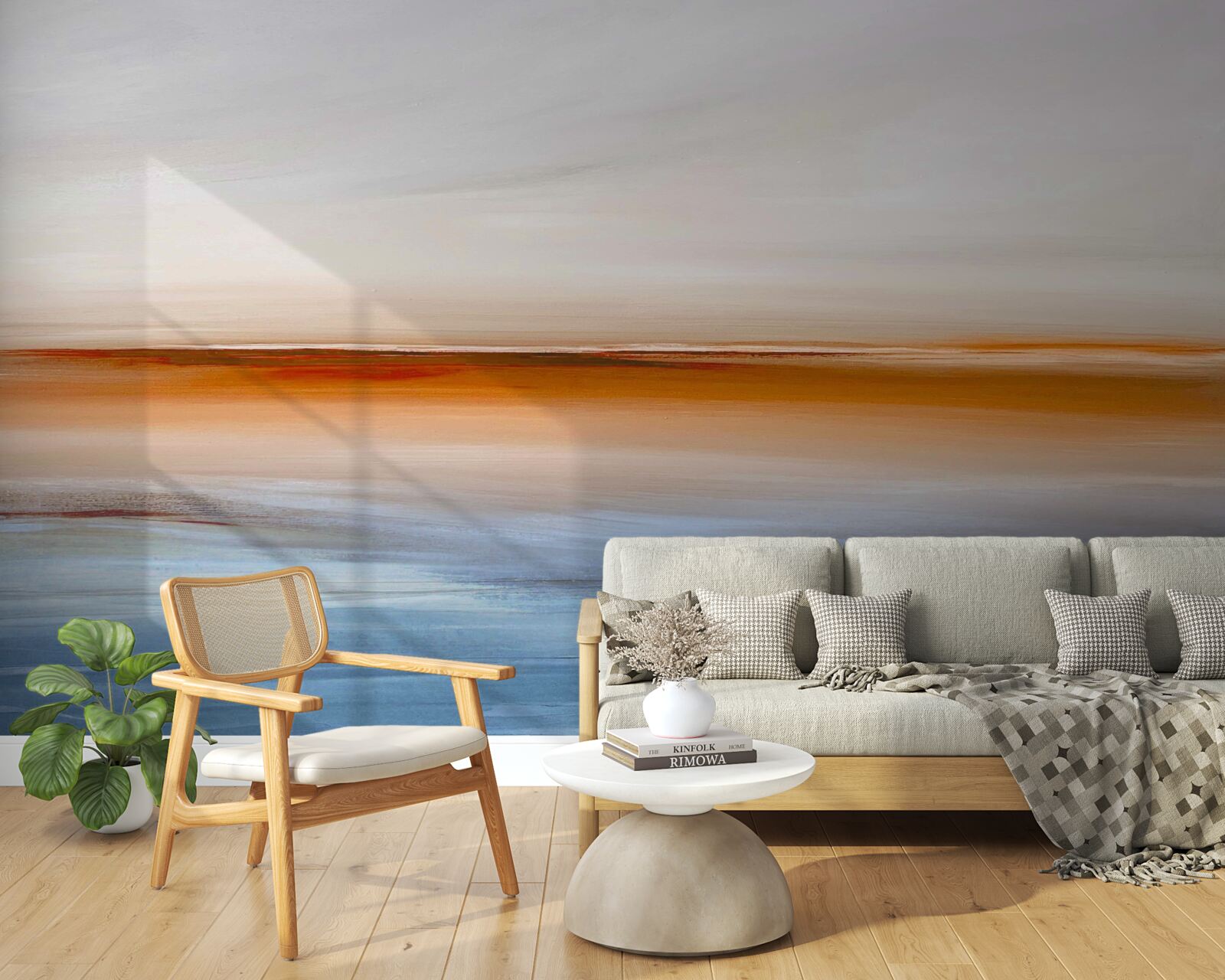 Papier peint calme sur la rivière sous le coucher de soleil du soir