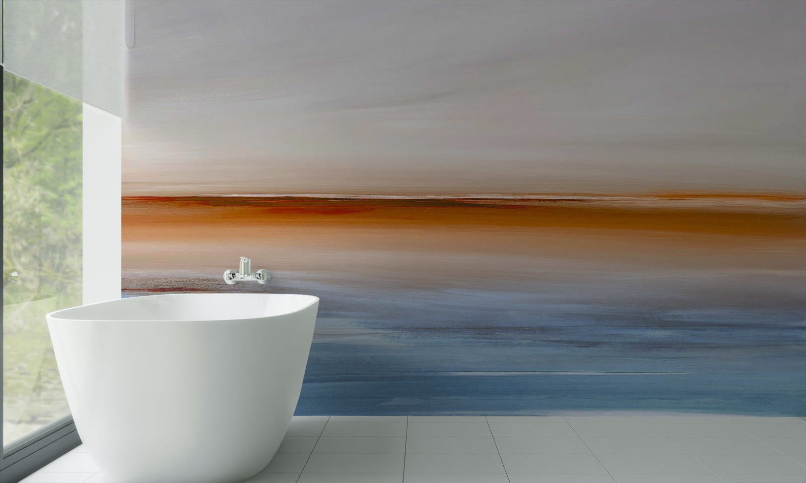 Papier peint calme sur la rivière sous le coucher de soleil du soir