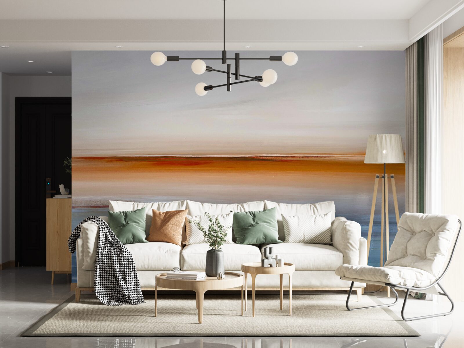 Papier peint calme sur la rivière sous le coucher de soleil du soir