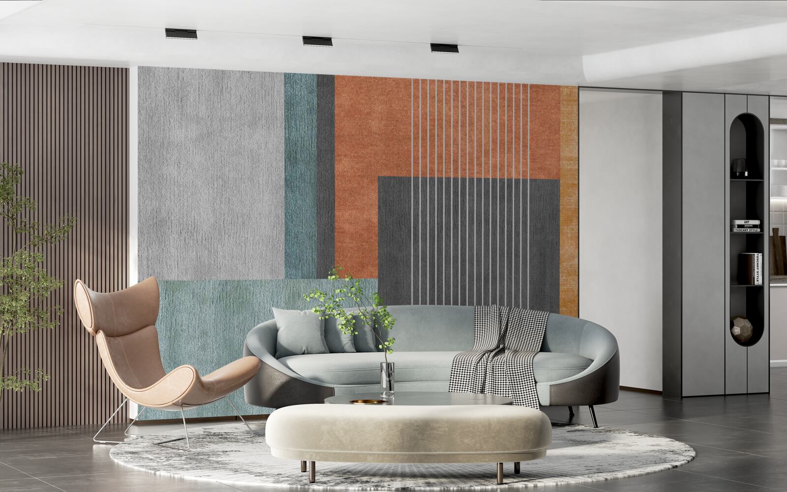 Papier peint des rectangles dans des tons pastel et des lignes orientées verticalement