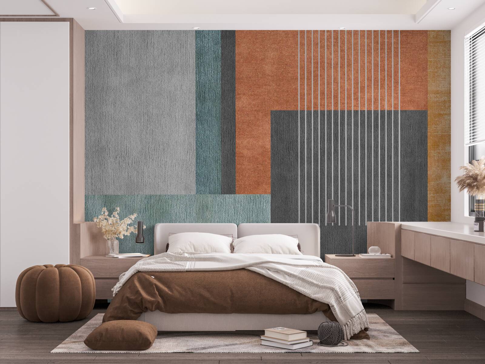 Papier peint des rectangles dans des tons pastel et des lignes orientées verticalement