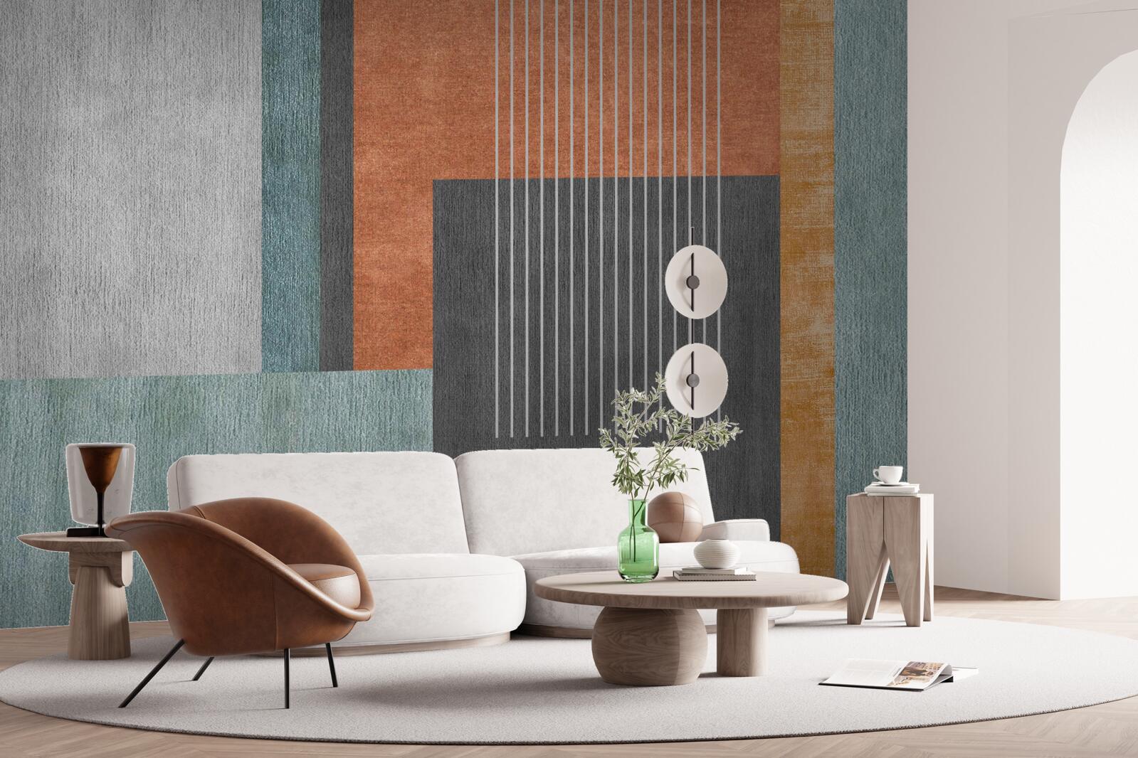 Papier peint des rectangles dans des tons pastel et des lignes orientées verticalement