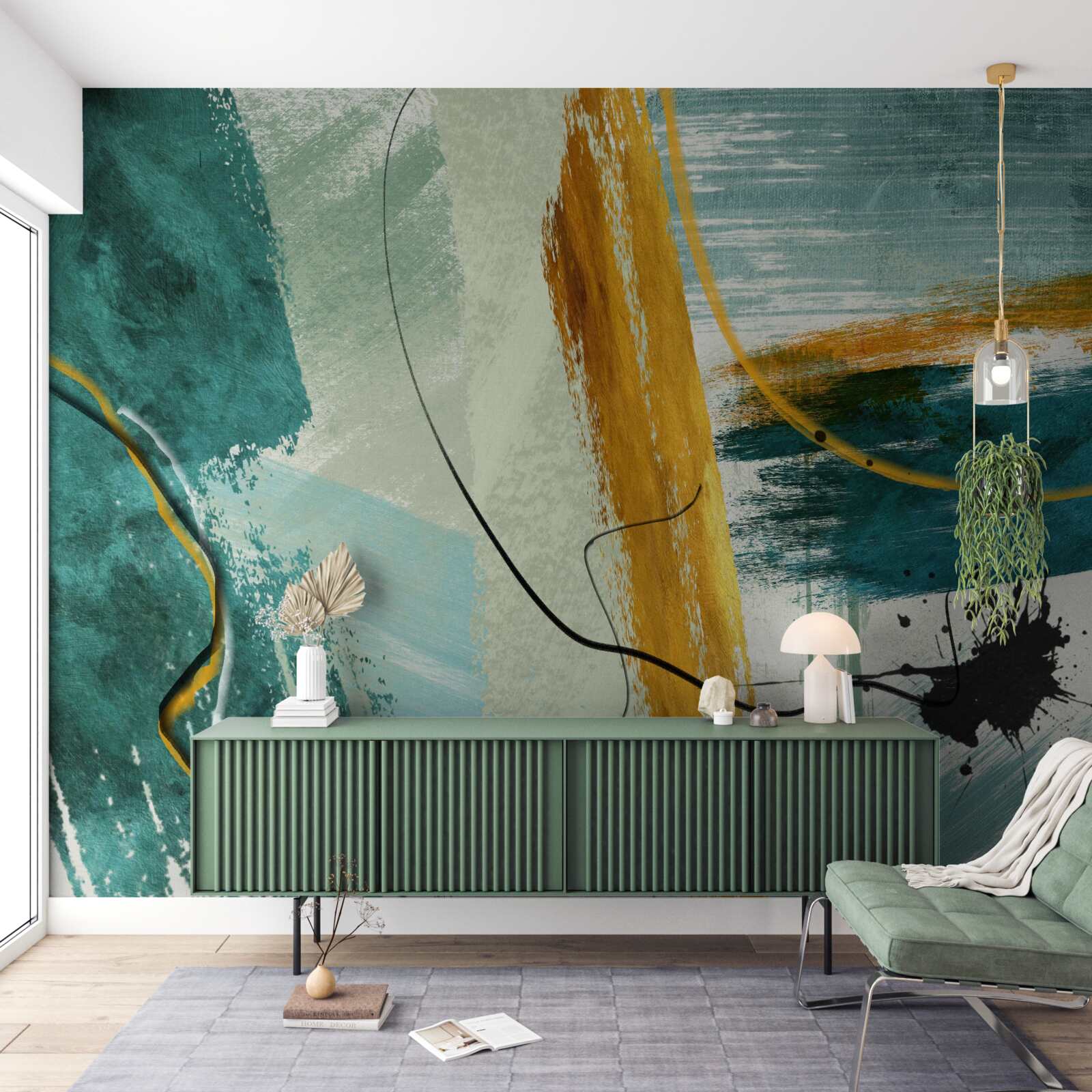 Papier peint image abstraite de la modernité sur fond bleu