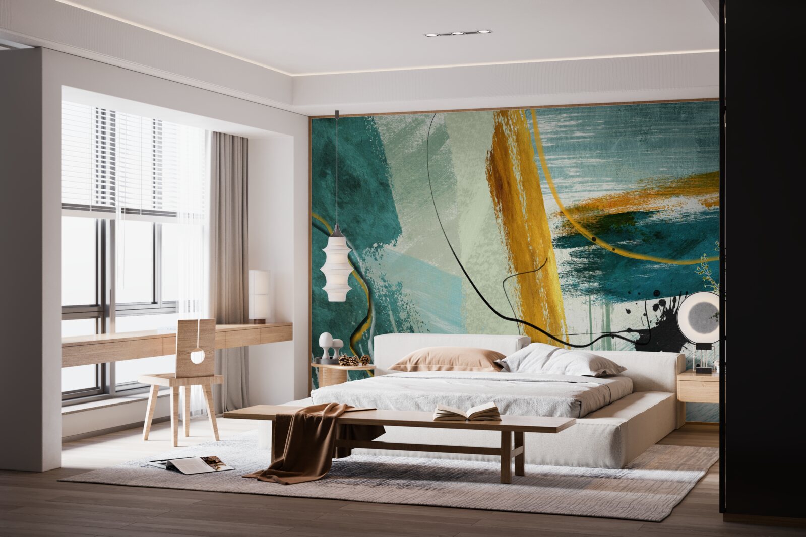 Papier peint image abstraite de la modernité sur fond bleu