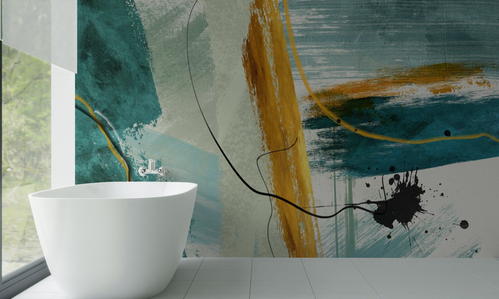 Papier peint image abstraite de la modernité sur fond bleu