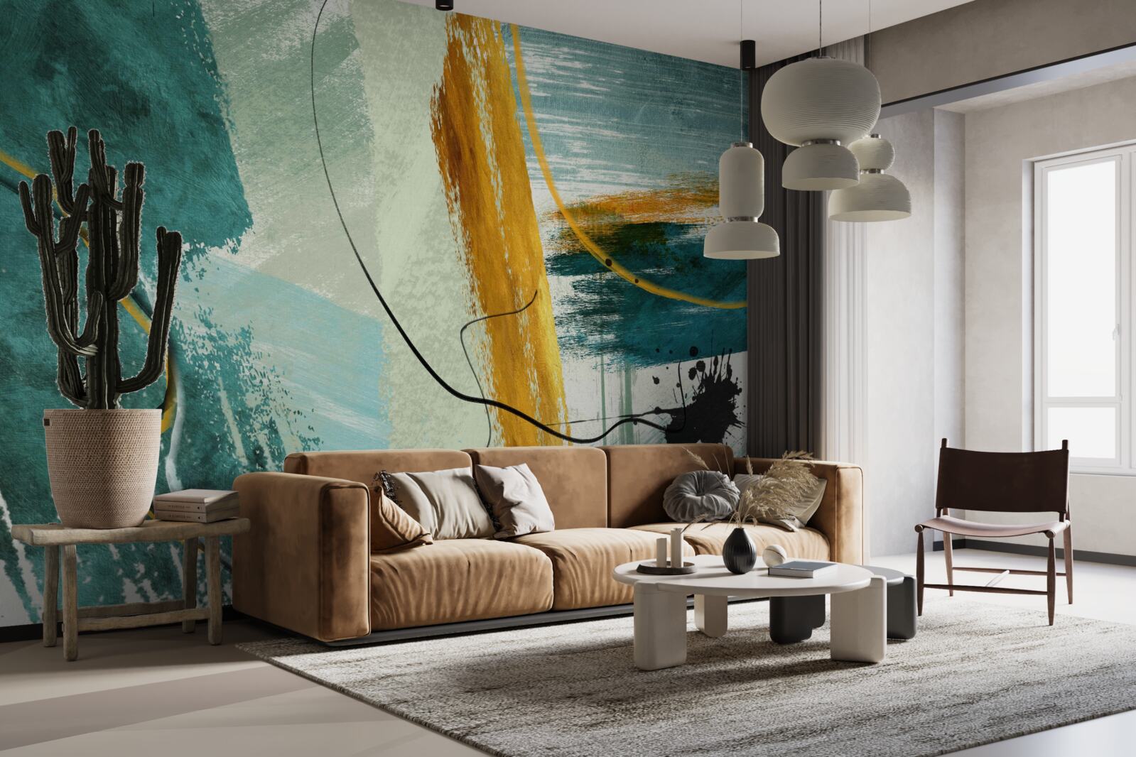 Papier peint image abstraite de la modernité sur fond bleu