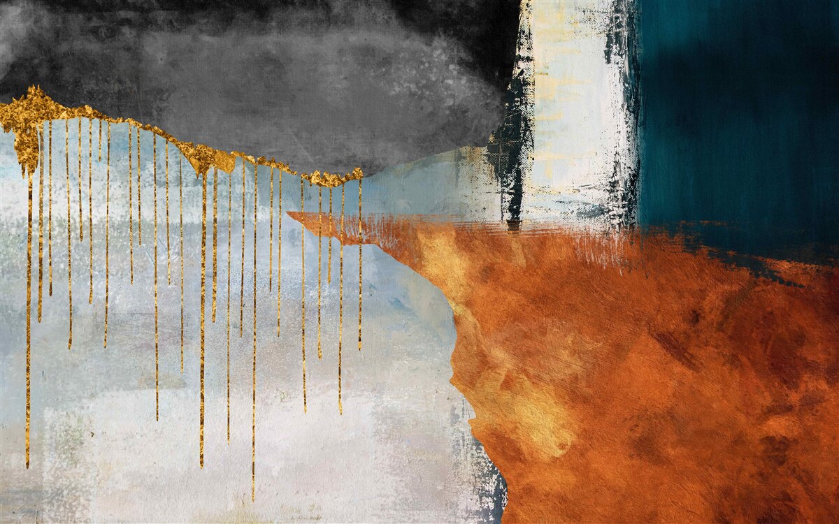 Papier peint des ruisseaux dorés qui se fondent dans une palette de teintes différentes