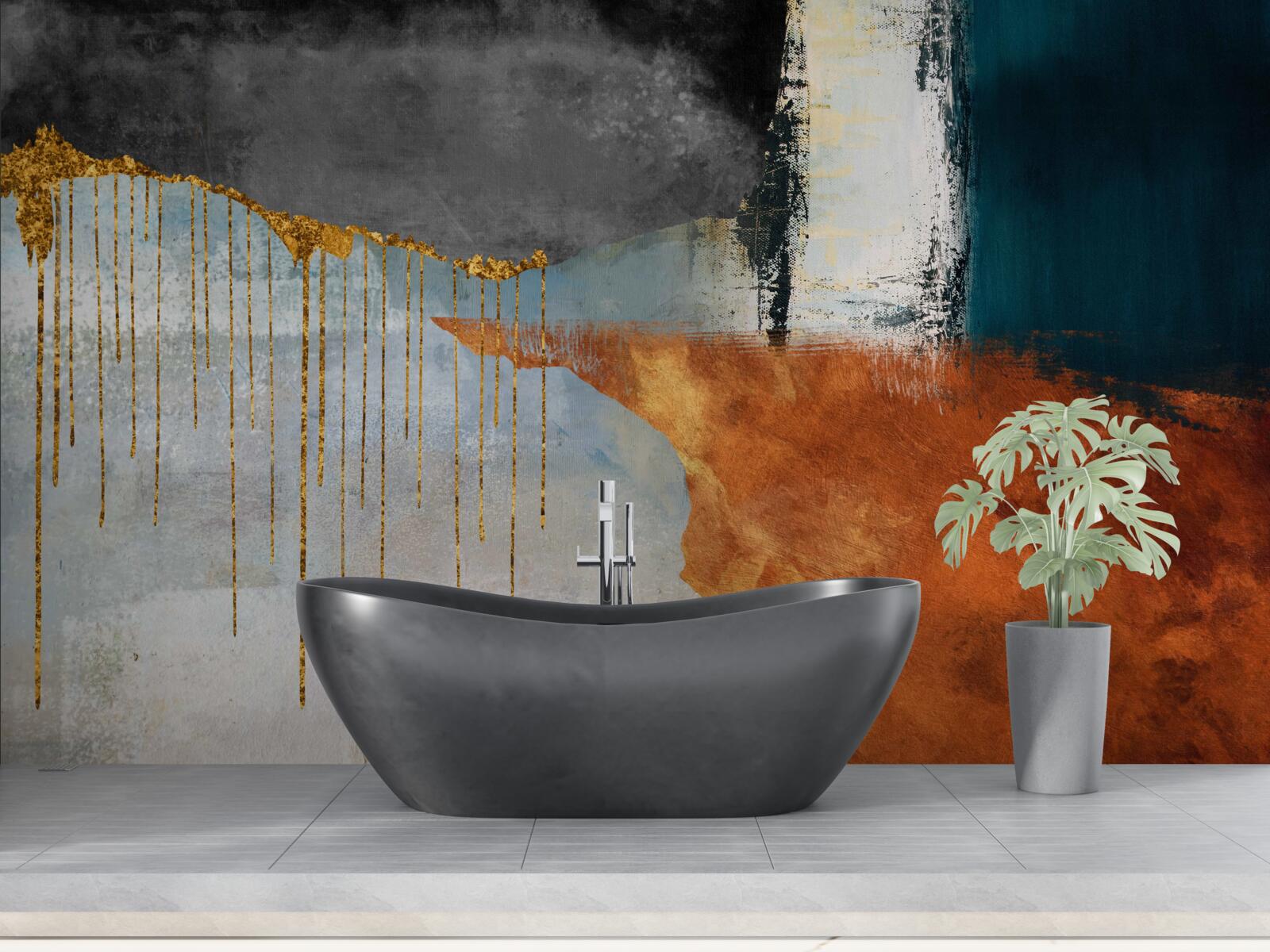 Papier peint des ruisseaux dorés qui se fondent dans une palette de teintes différentes