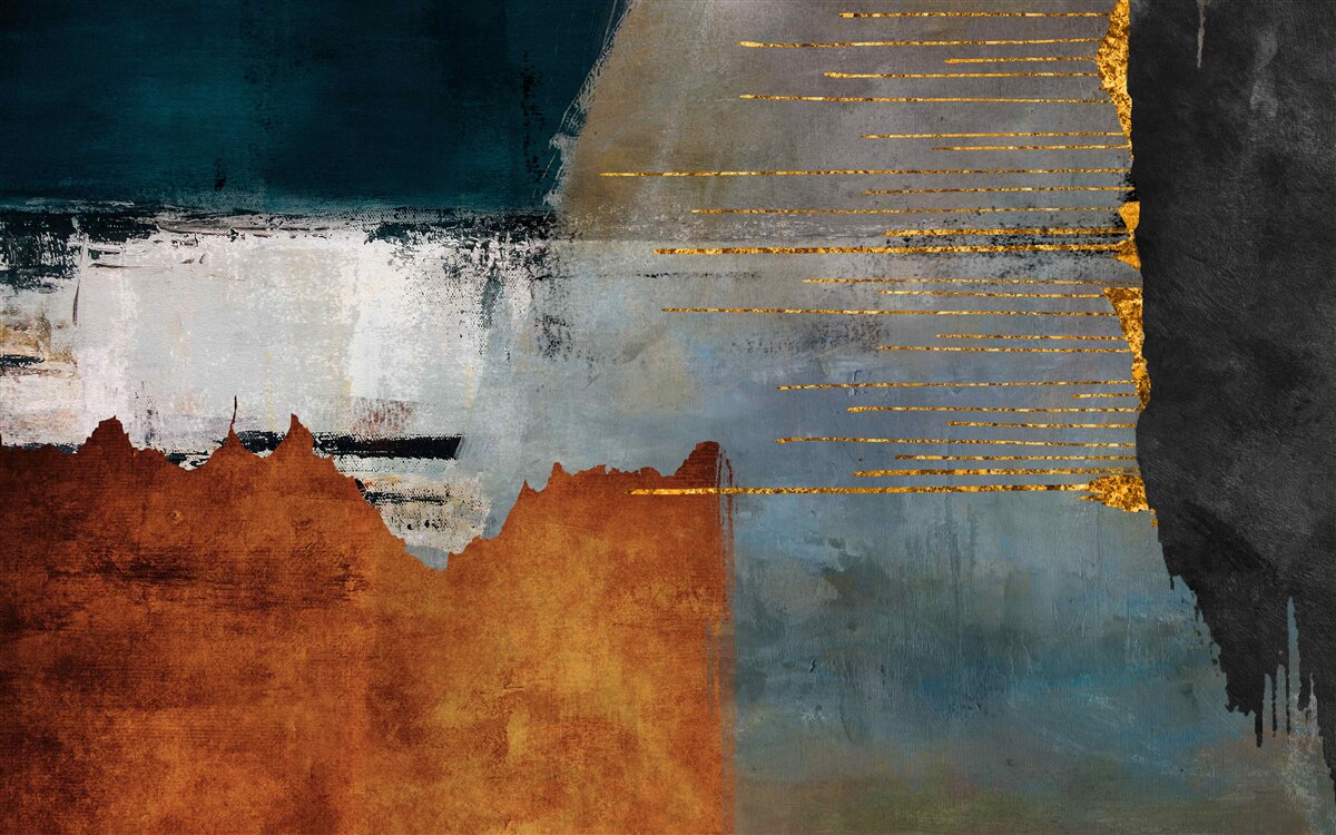 Papier peint le fond coloré est décoré de lignes d'or